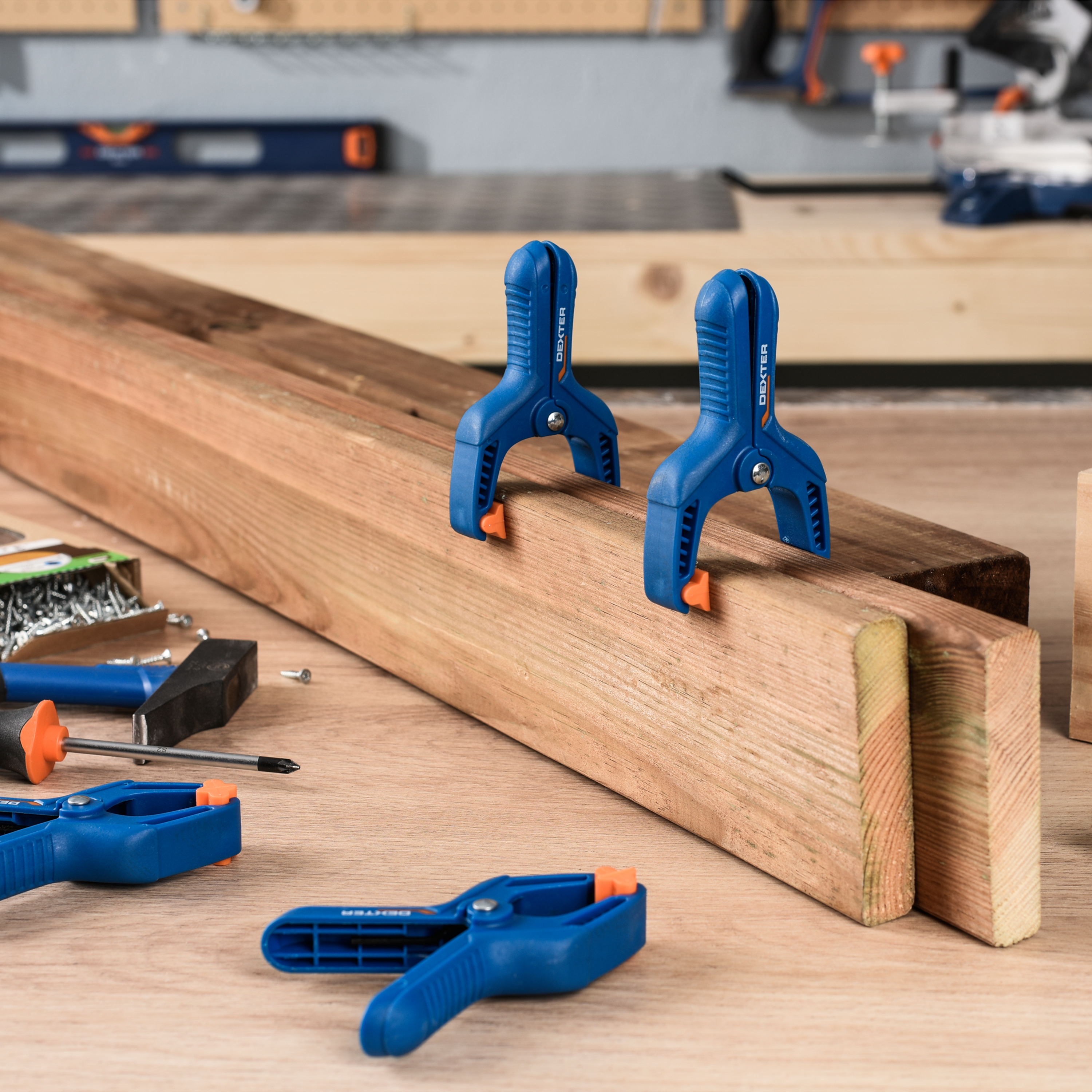 Lot de 4 pinces à ressort DEXTER, capacité de serrage maximum de 35 mm - 6