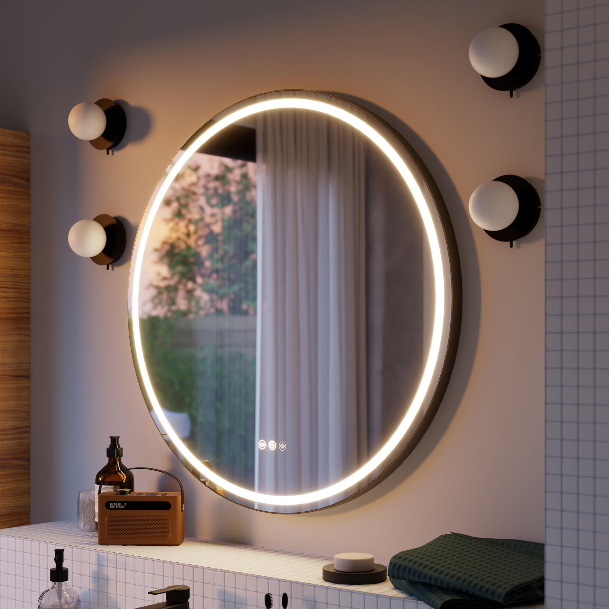 Oglinda baie cu LED Sensea Remix, Ø 60 cm | Leroy Merlin