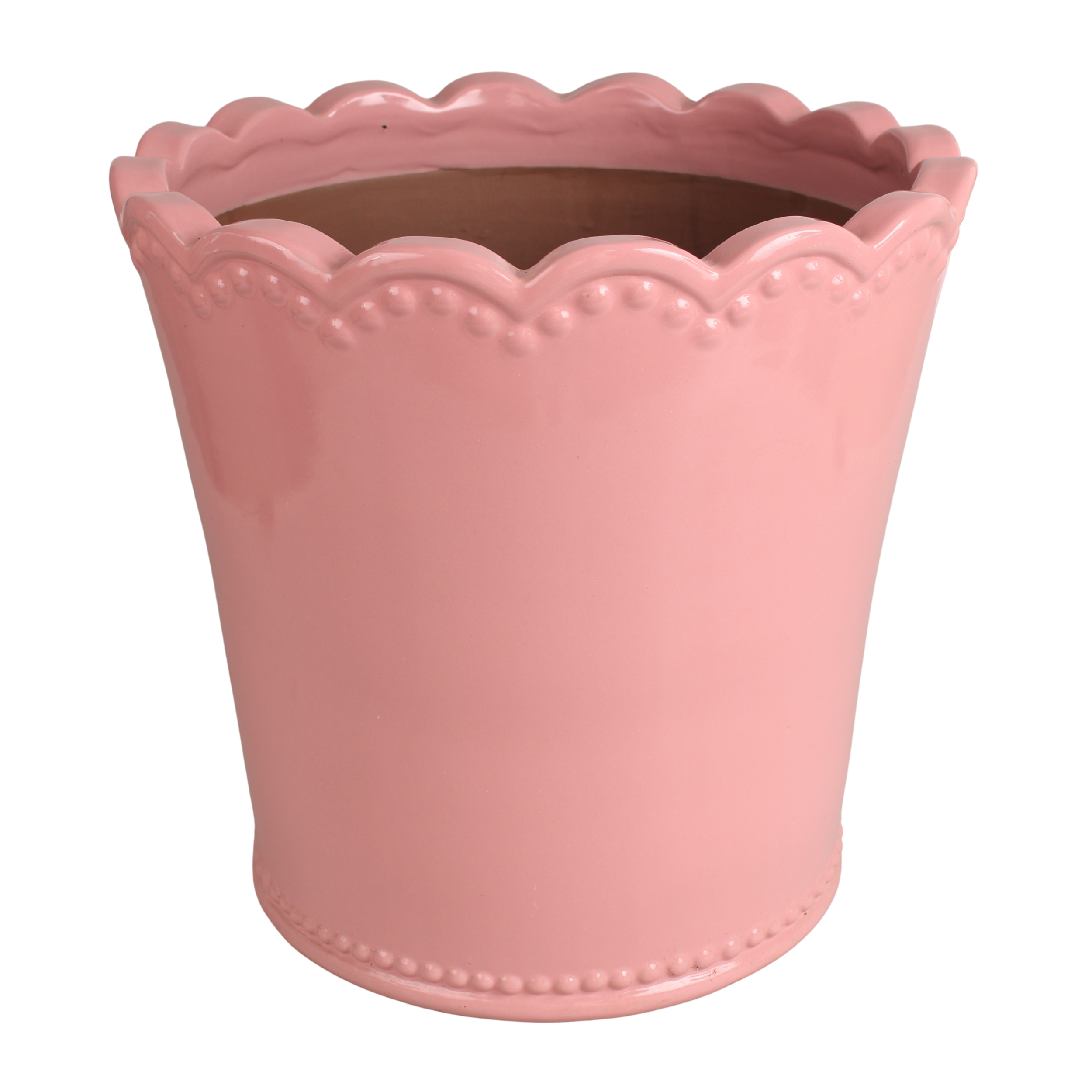 Doniczka szkliwiona z dekorem 19 cm różowy Cermax