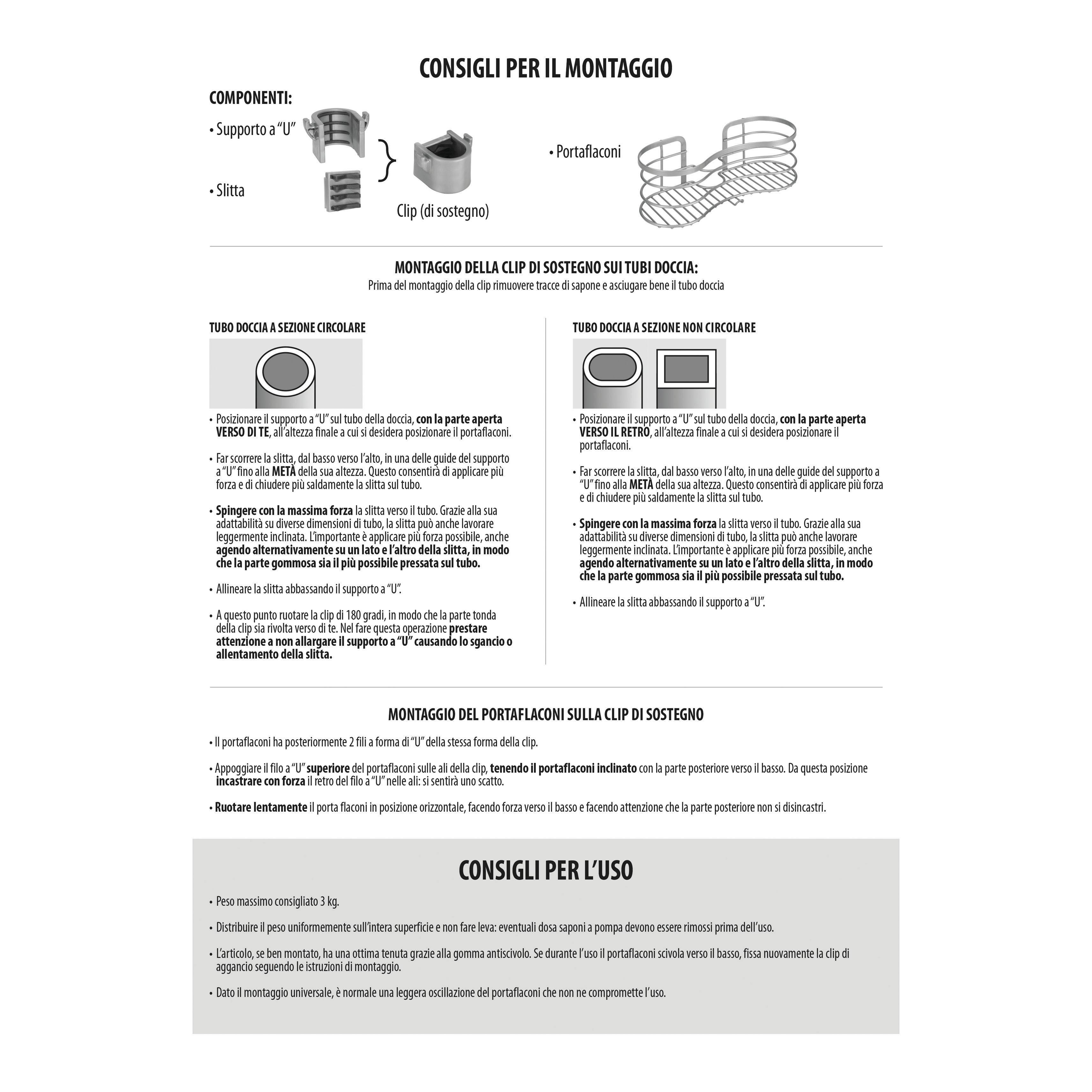 Organizer per doccia per asta doccia Cestello tubo grigio - 4