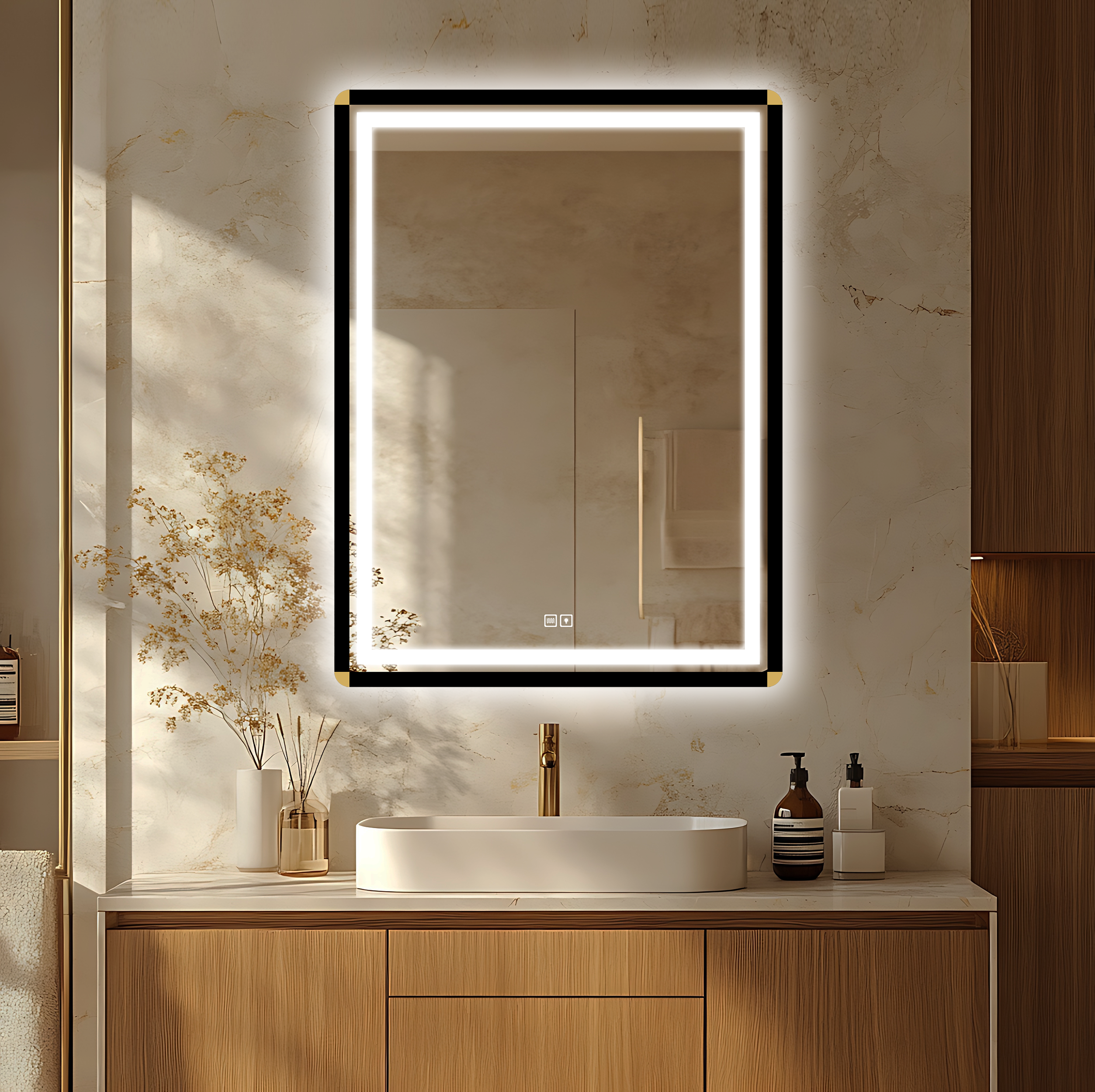 Lustro LED prostokątne Duo Gold 60x80 cm Venti