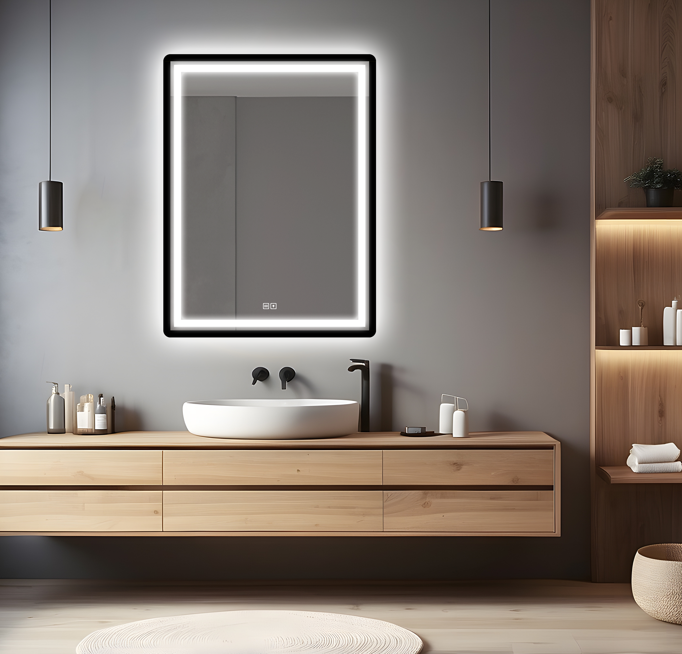 Lustro LED prostokątne Duo Black 60x80 cm Venti