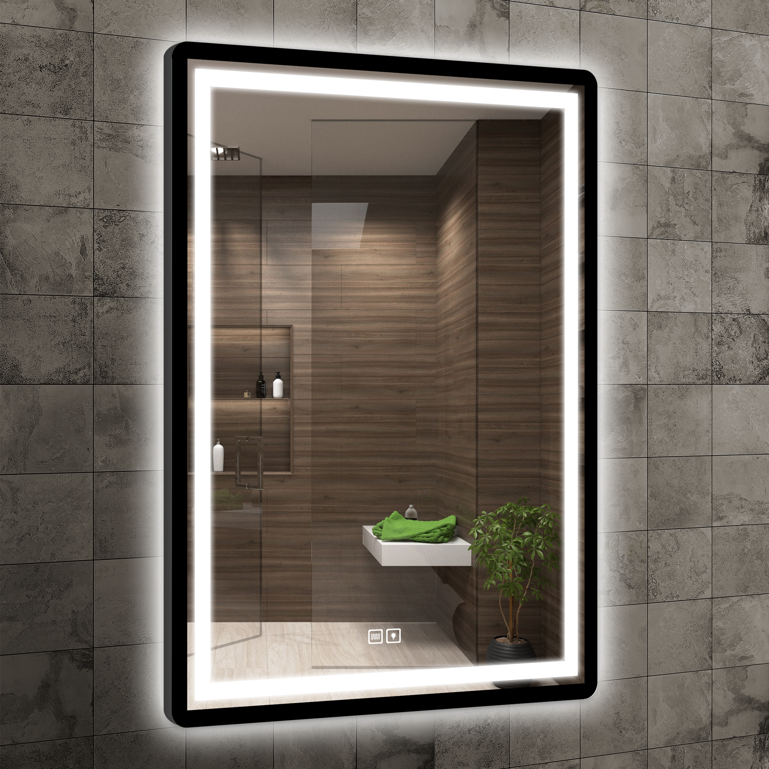 Lustro LED prostokątne Duo Black 60x80 cm Venti - 3