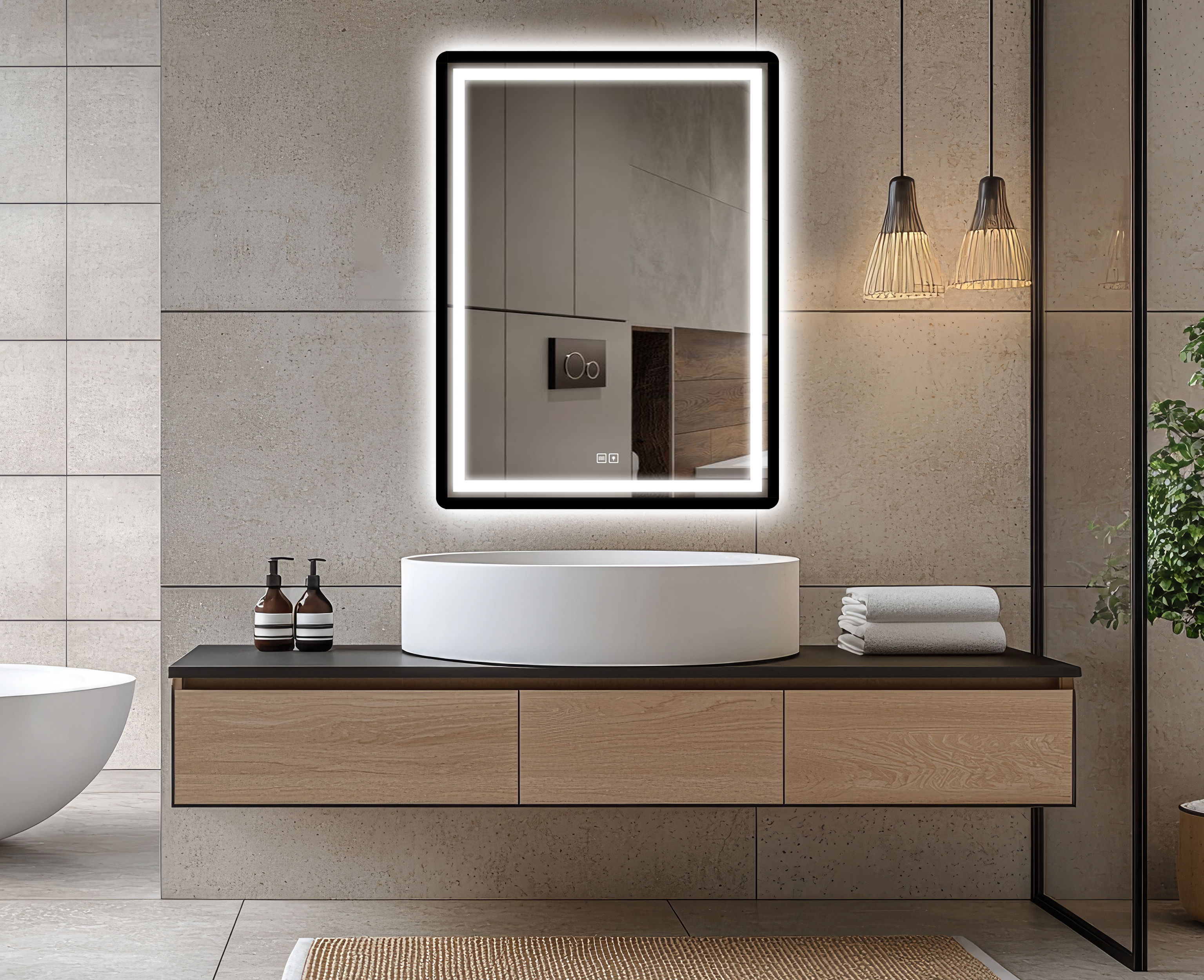 Lustro LED prostokątne Duo Black 60x80 cm Venti - 4