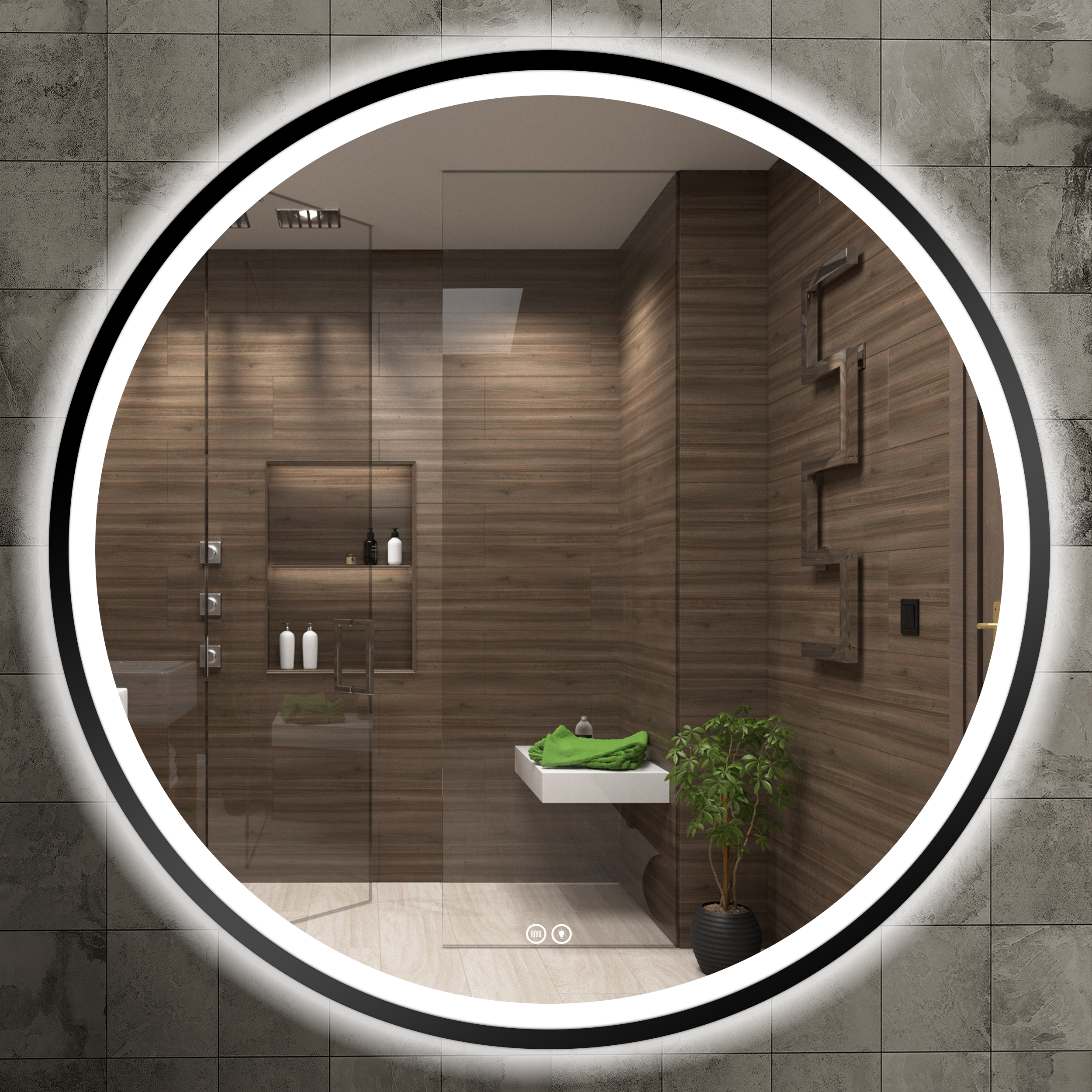 Lustro LED okrągłe Orion Black 60 cm Venti - 6