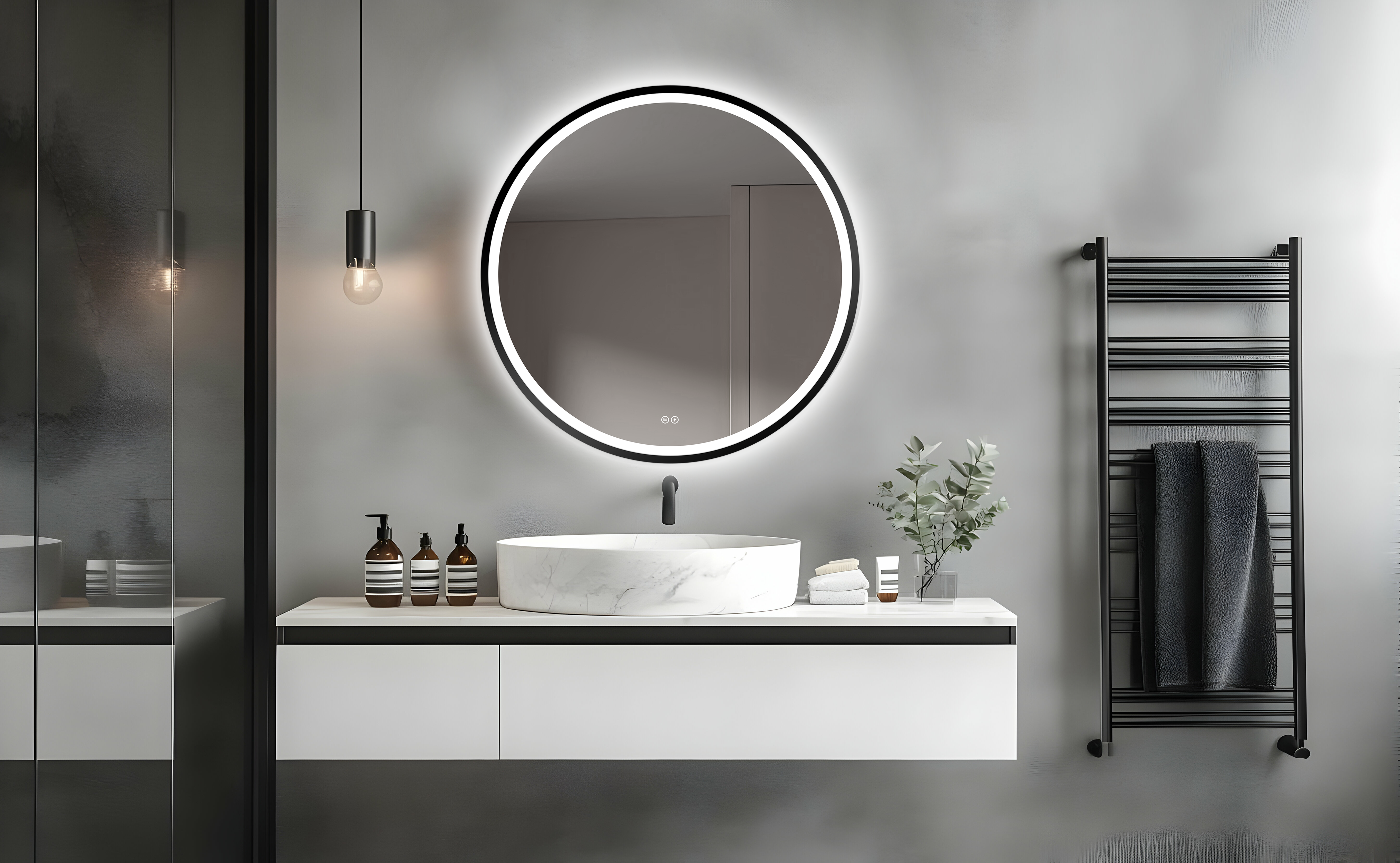 Lustro LED okrągłe Orion Black 60 cm Venti - 5