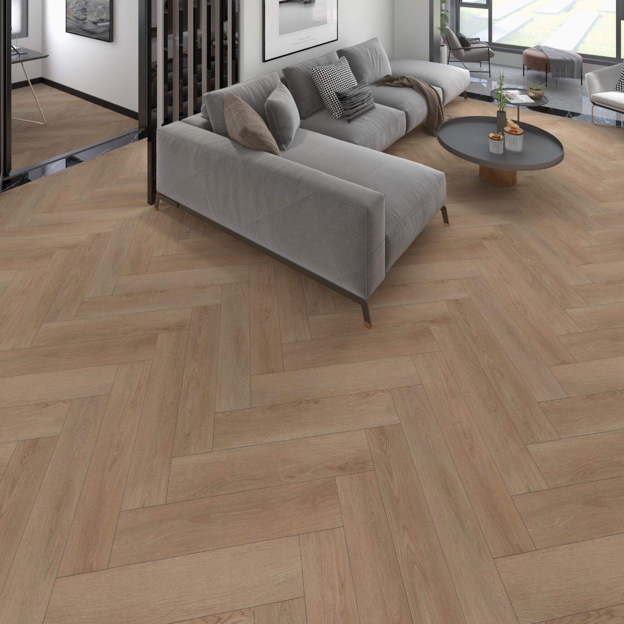 Parchet SPC cu izolator, 5 mm, Herringbone Canyon, natur mediu ...