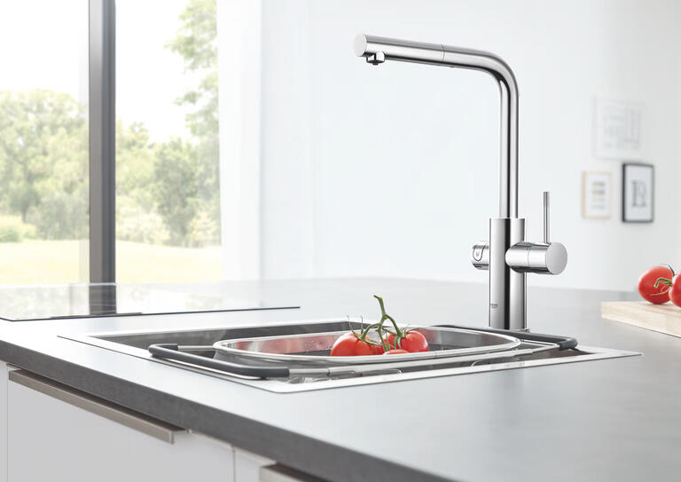 Rubinetto da cucina con doccetta a l BLUE PURE MINTA argento cromato lucido GROHE - 3