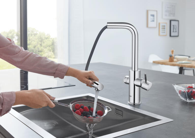 Rubinetto da cucina con doccetta a l BLUE PURE MINTA argento cromato lucido GROHE - 4