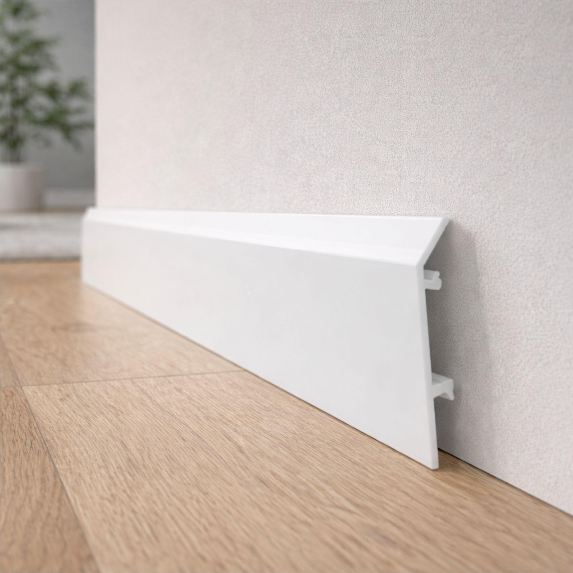Plinta din polimer dur, 2200 x 80 mm, Sidef, alb
