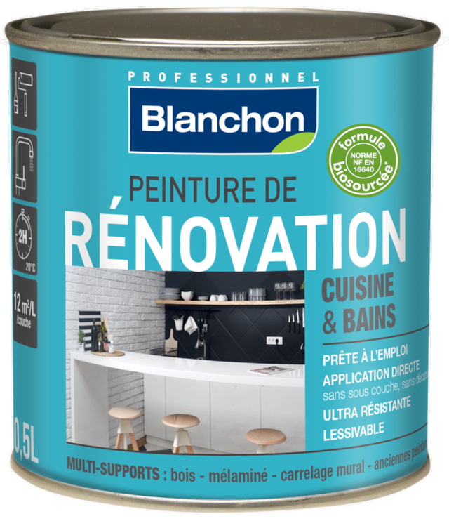 Peinture de rénovation gris anthracite satin 0,5 L - BLANCHON