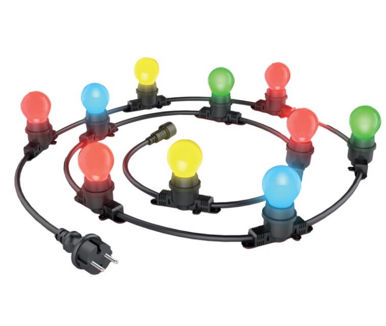 Guirlande extérieure E27 10 ampoules multicouleur LED noir YANTEC - 3
