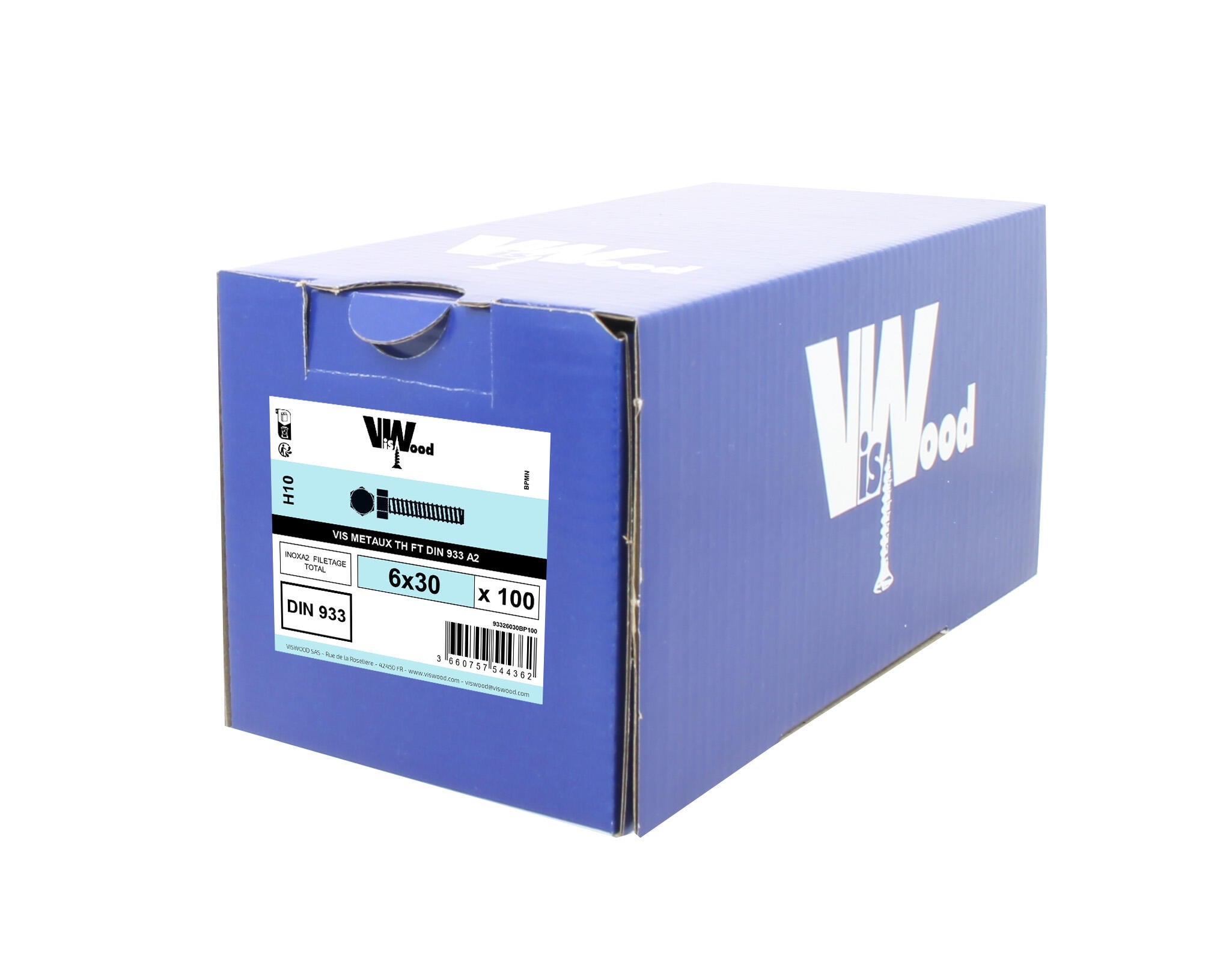 Vis métaux inox A2 Diam. 6 x 30 mm Boîte de 100 - VISWOOD - 2