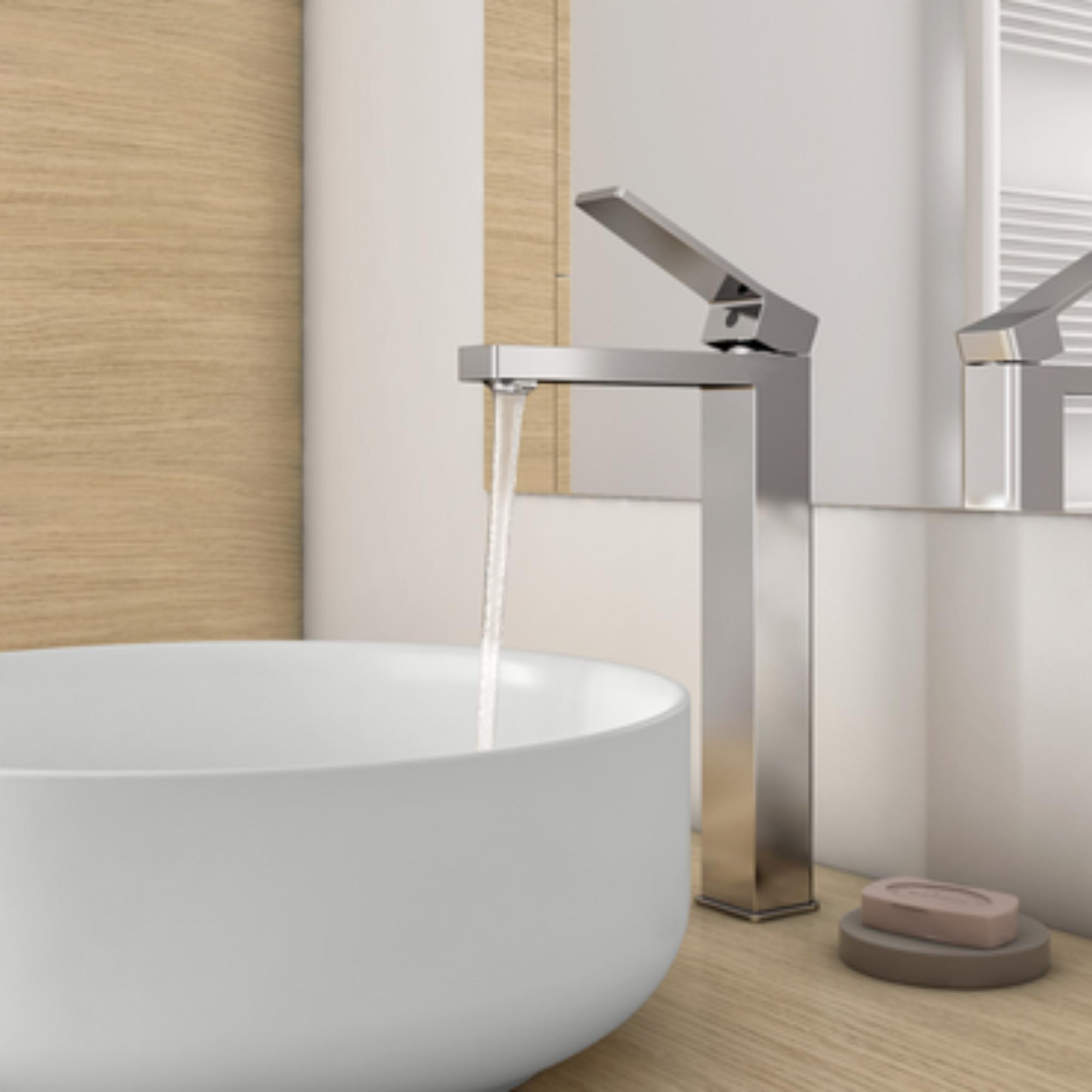 Rubinetto per lavabo a canna alta getto aerato Studio cromato lucido SENSEA H 30.8 cm - 2