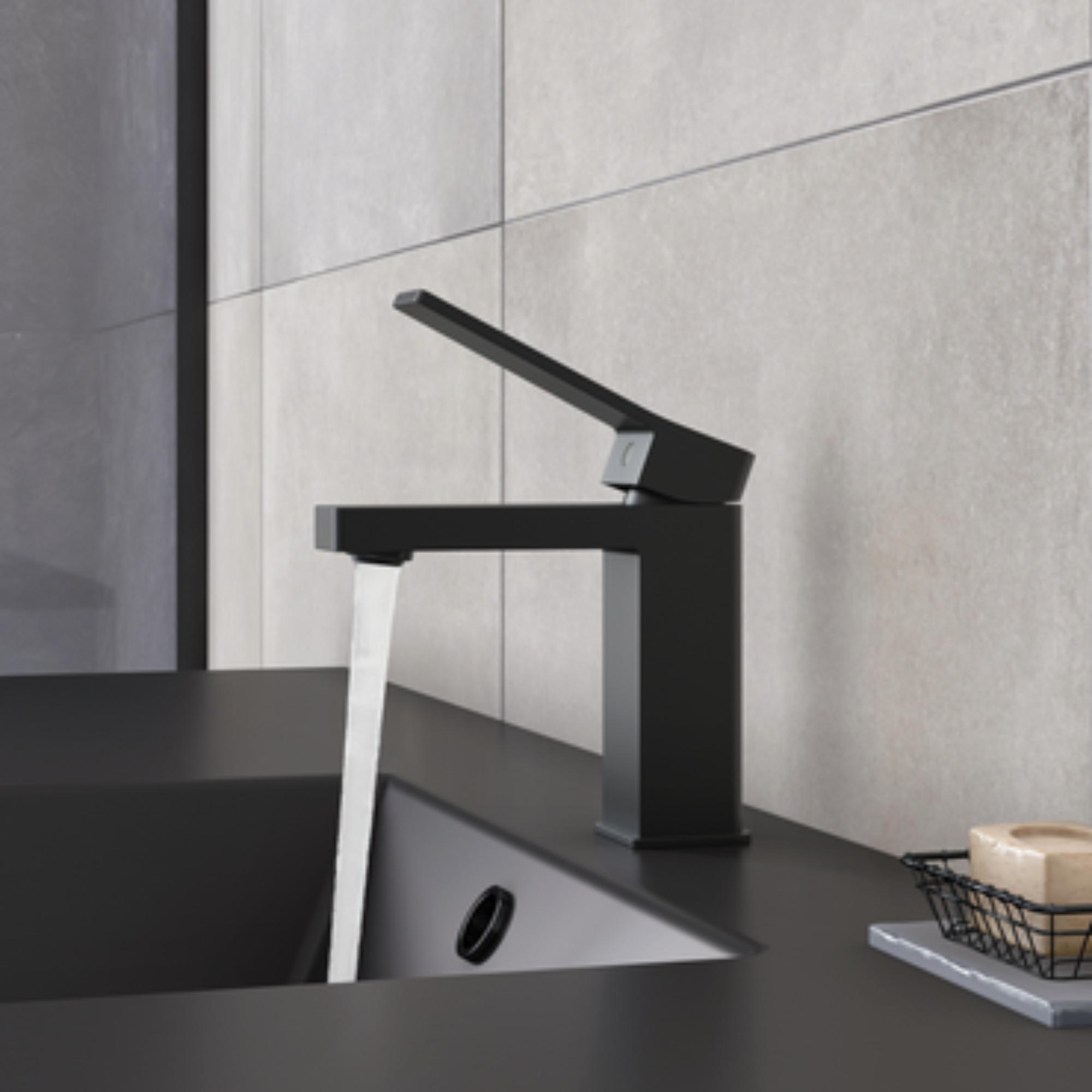 Rubinetto per lavabo a canna media getto aerato Studio nero opaco SENSEA H 15.8 cm - 2