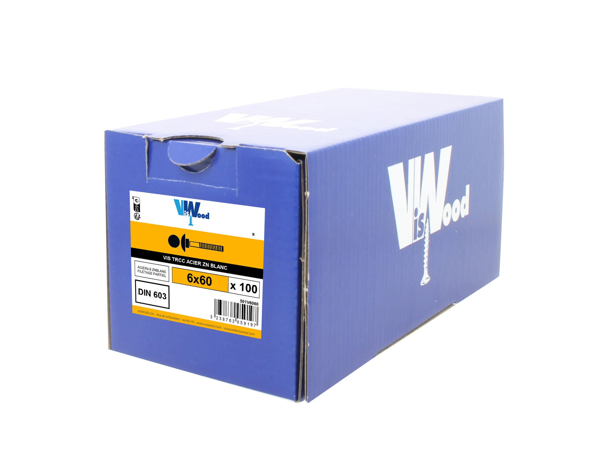 Vis métaux autoforeuse acier zingué Diam. 6 x 60 mm  Boîte de 100 - VISWOOD - 2