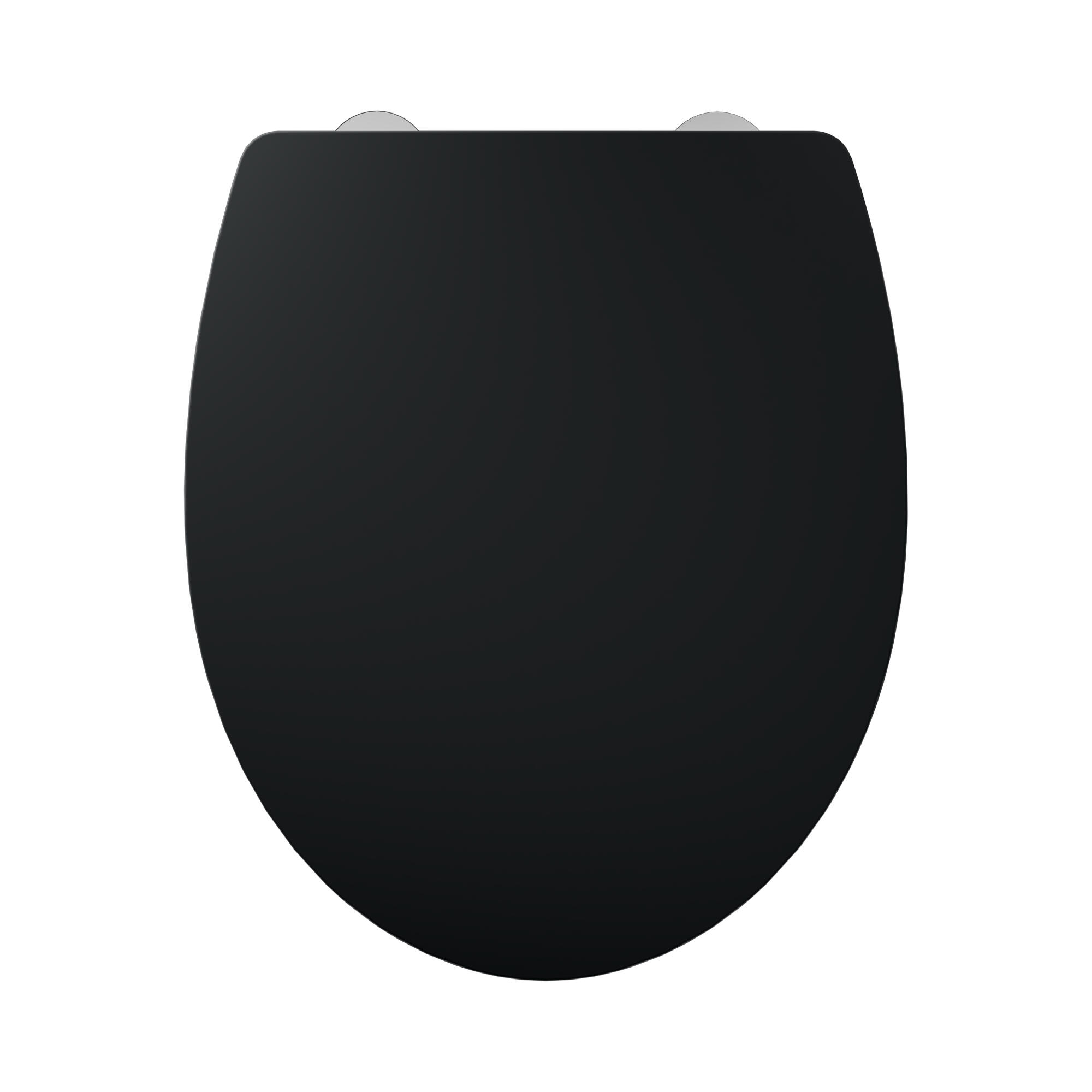 Capac WC Sensea Easy, din duroplast, inchidere lenta, oval, negru