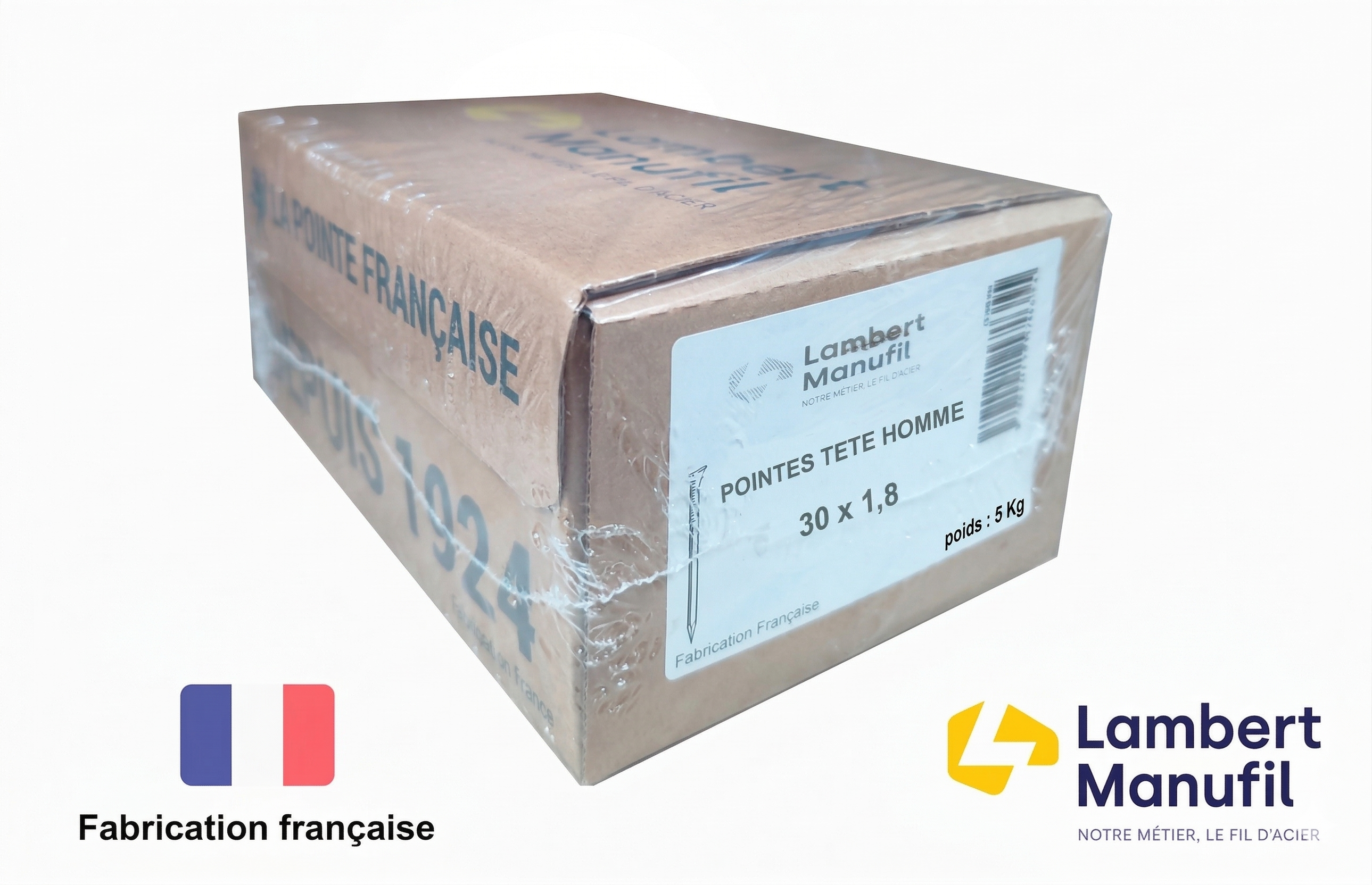 Pointe tête homme Diam. 1,8 x 30 mm Boîte de 5kg - 3