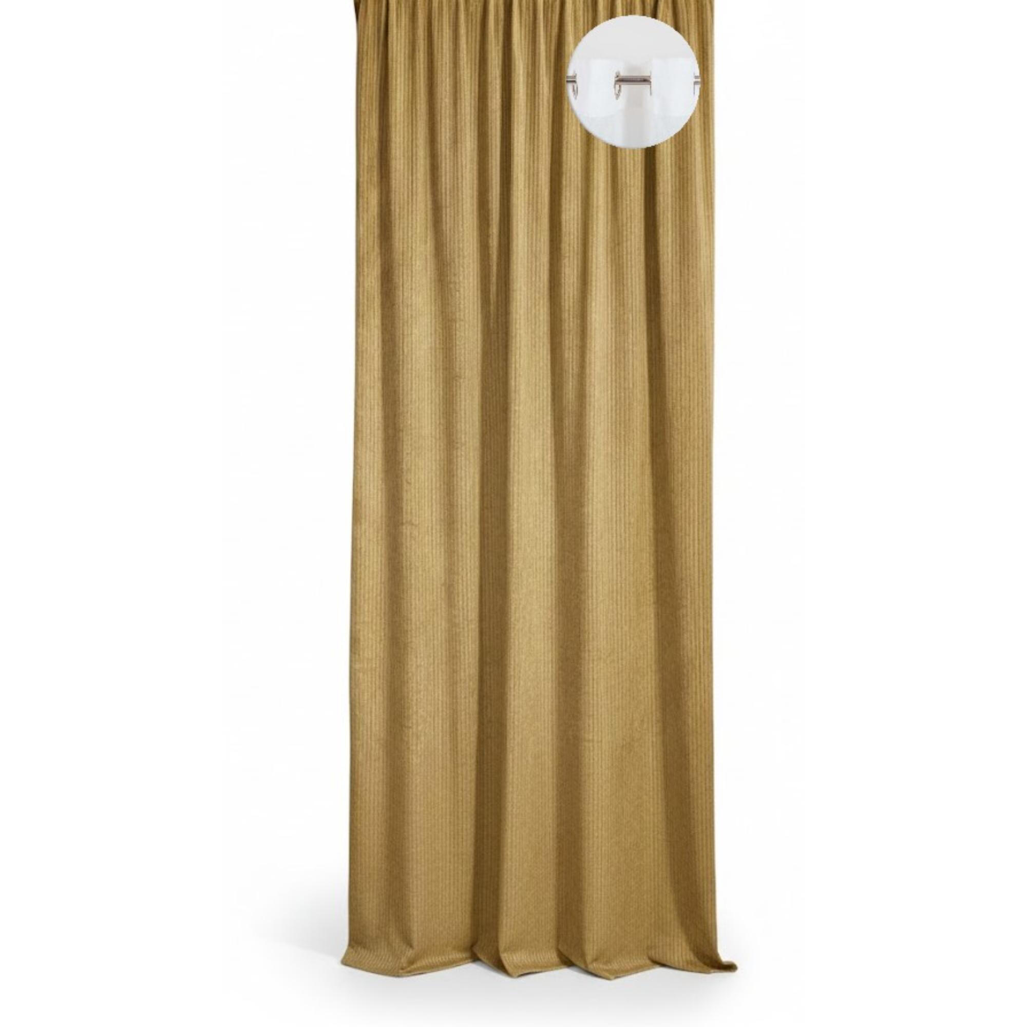 Draperie 140 x 260 cm Alvaro, cu inele, auriu