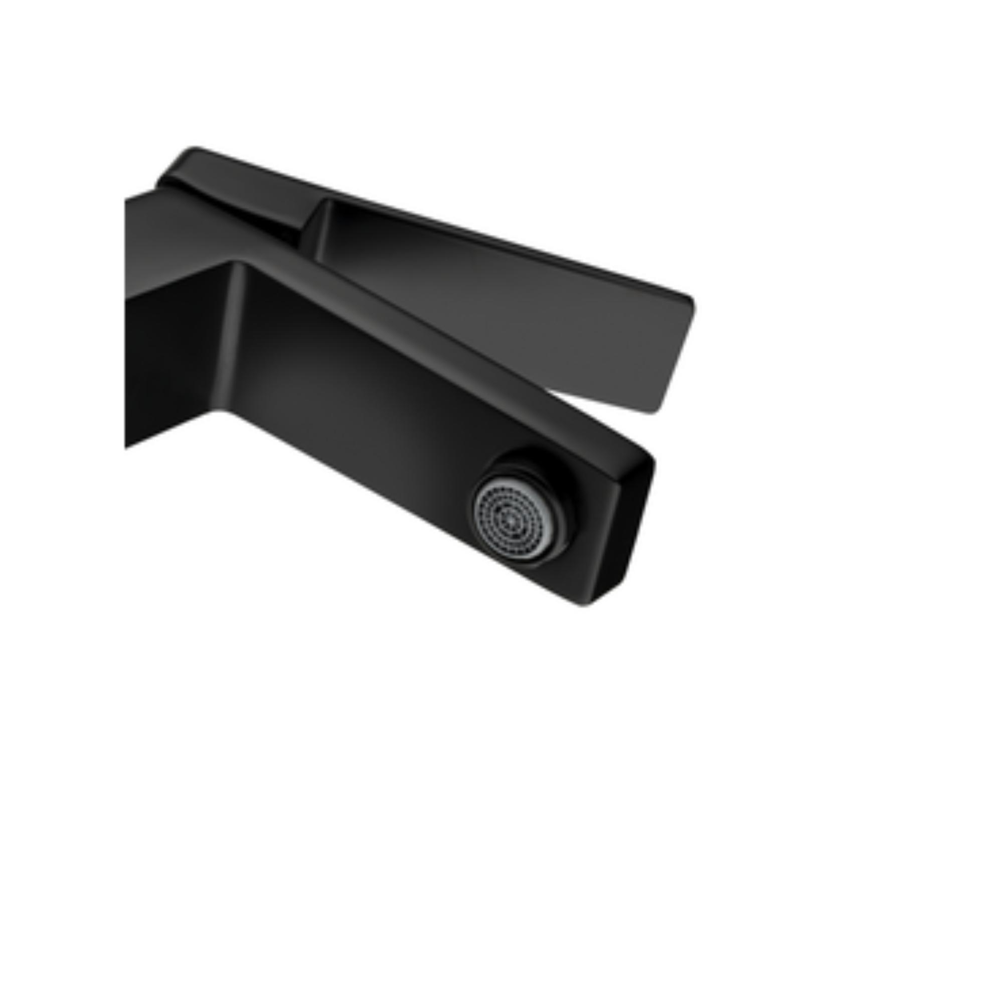Rubinetto per lavabo a canna media getto aerato Studio nero opaco SENSEA H 15.8 cm - 3