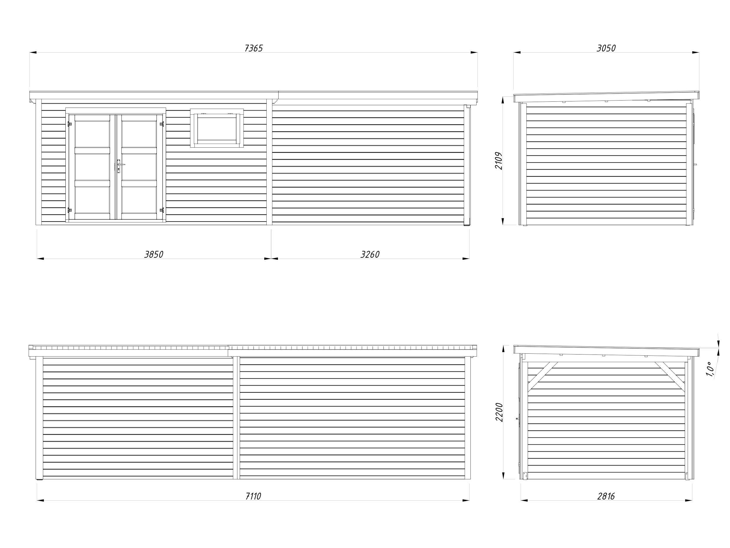 Abri de jardin bois WHITEWOOD Ep.28 mm, 22.55 m² - 5