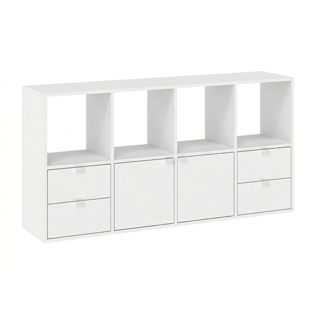 Mobile Kub SPACEO bianco 4x2 con 4 cassetti e 2 ante H139.3 L70.5 P31.7