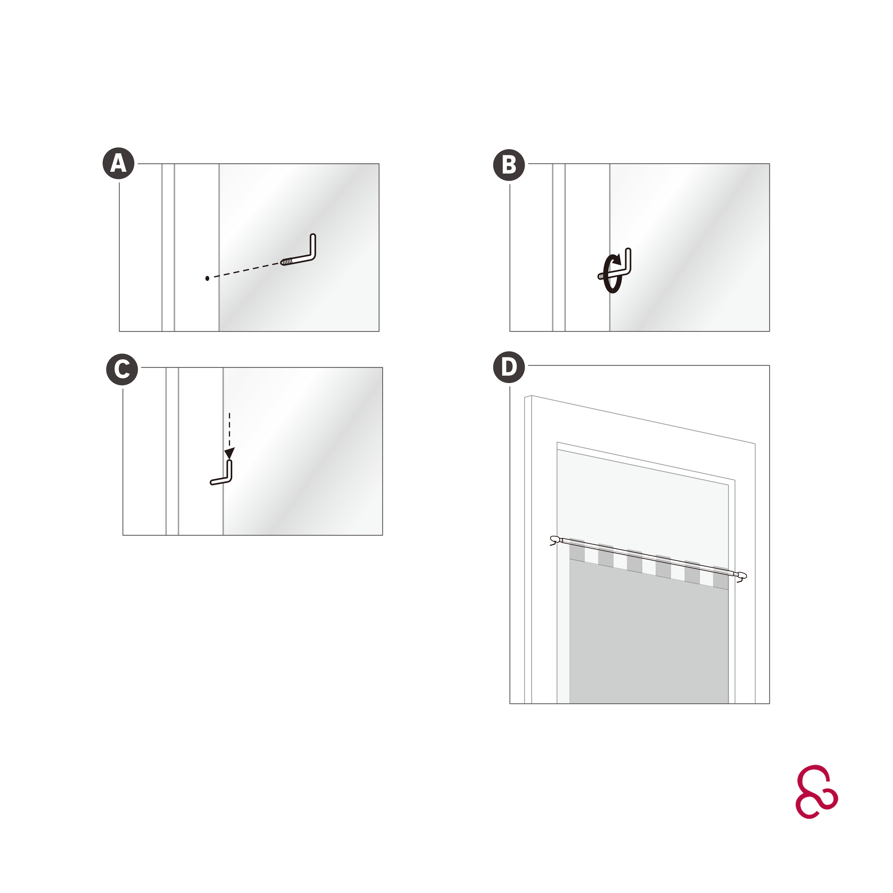 Kit bastone per tendina a vetro estensibile da 50 a 80 cm in acciaio grezzo bianco opaco Ø 9 mm INSPIRE - 9