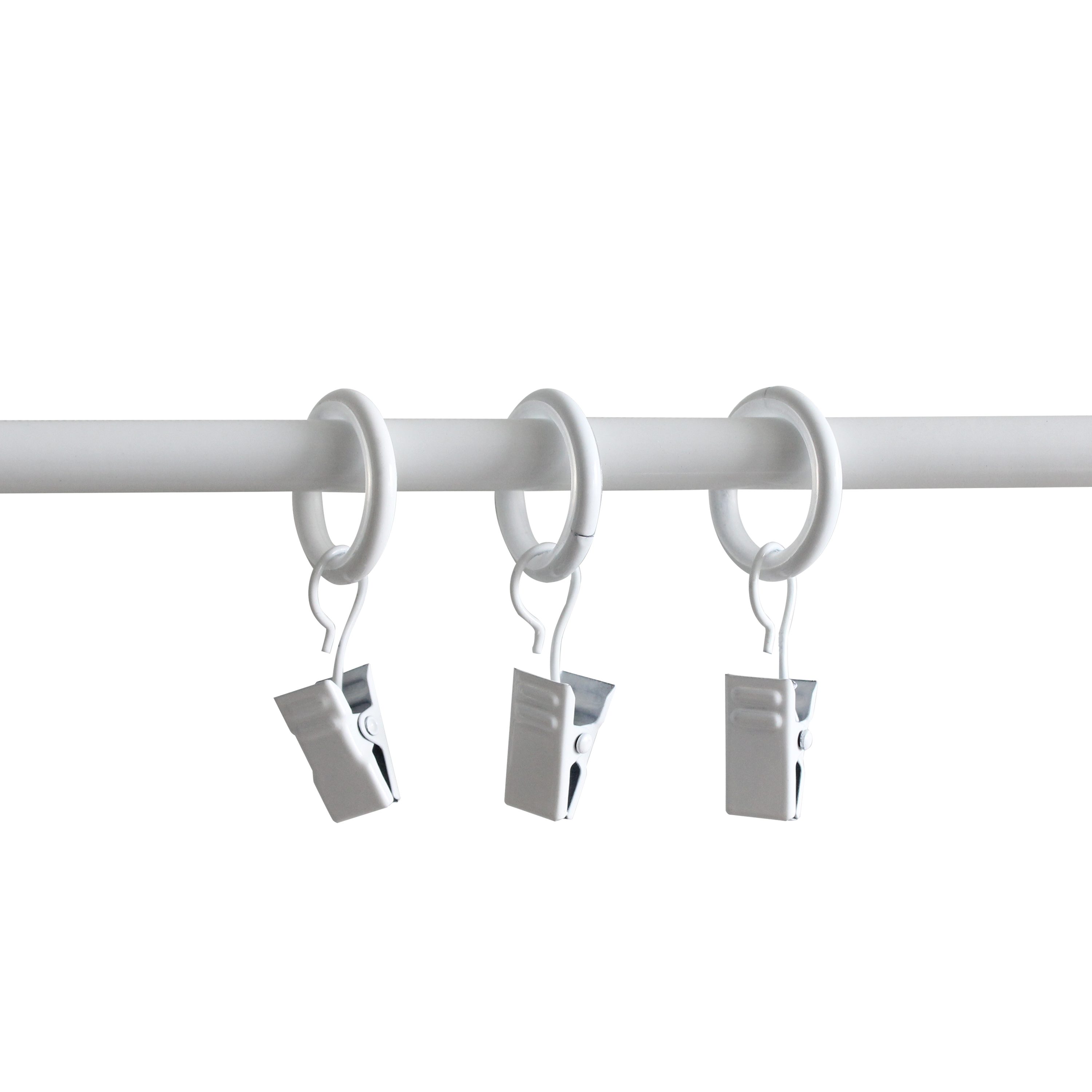 Lot de 10 anneaux pour tringle à rideau Clip 9 mm acier blanc peint - 6