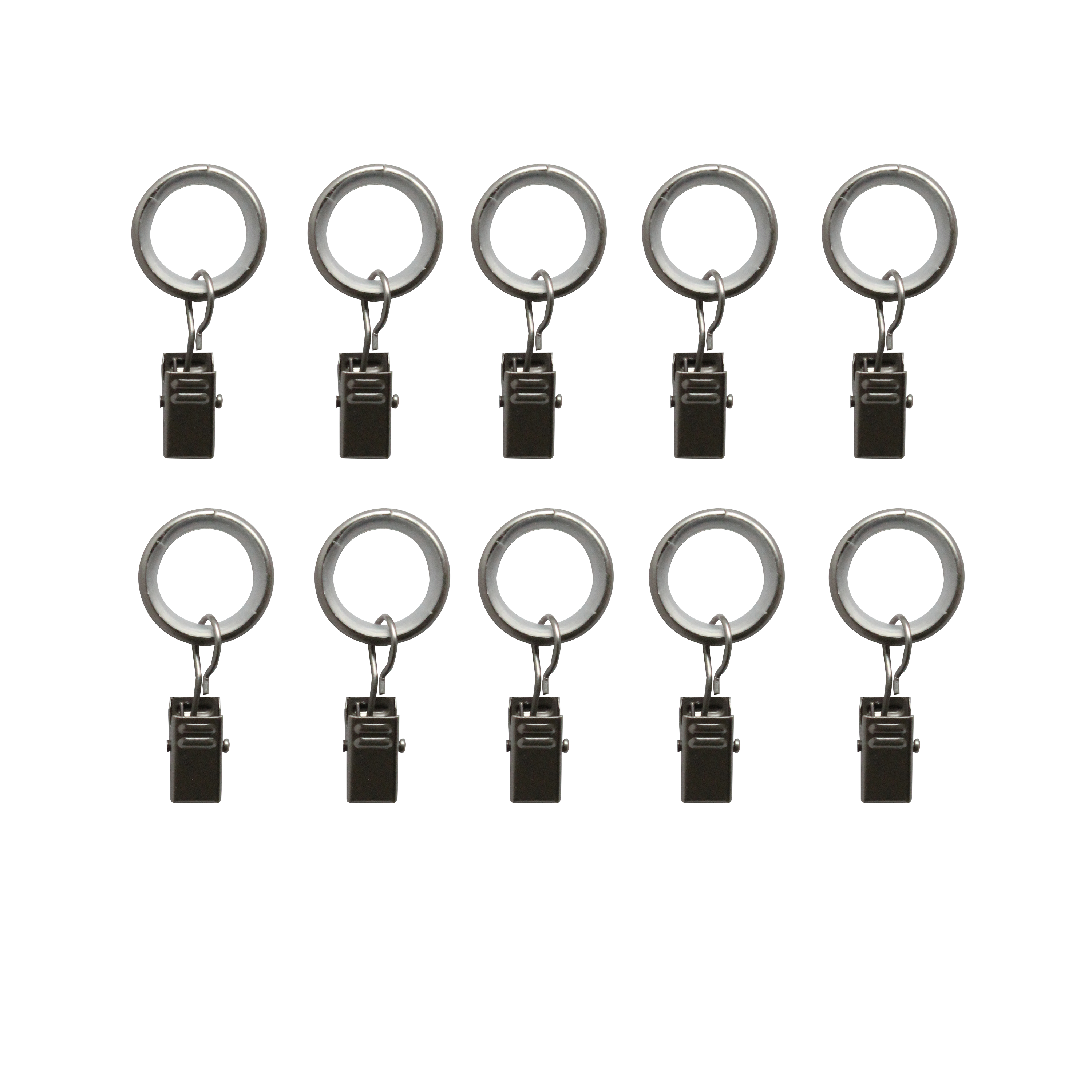 Lot de 10 anneaux pour tringle à rideau Clip 9 mm acier gris argent nickelé - 2