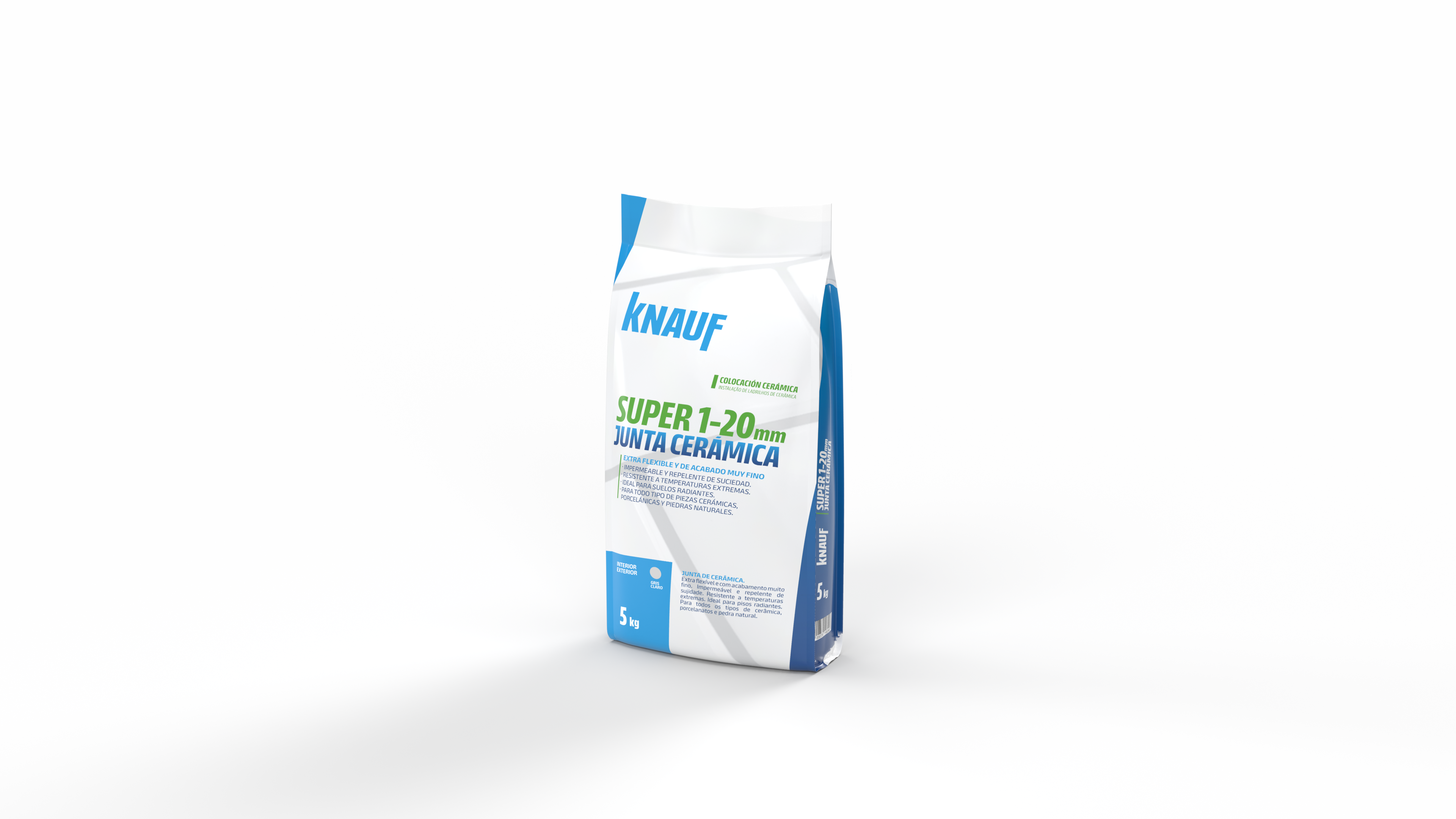 Mortero para juntas super junta gris claro knauf color gris claro 5kg
