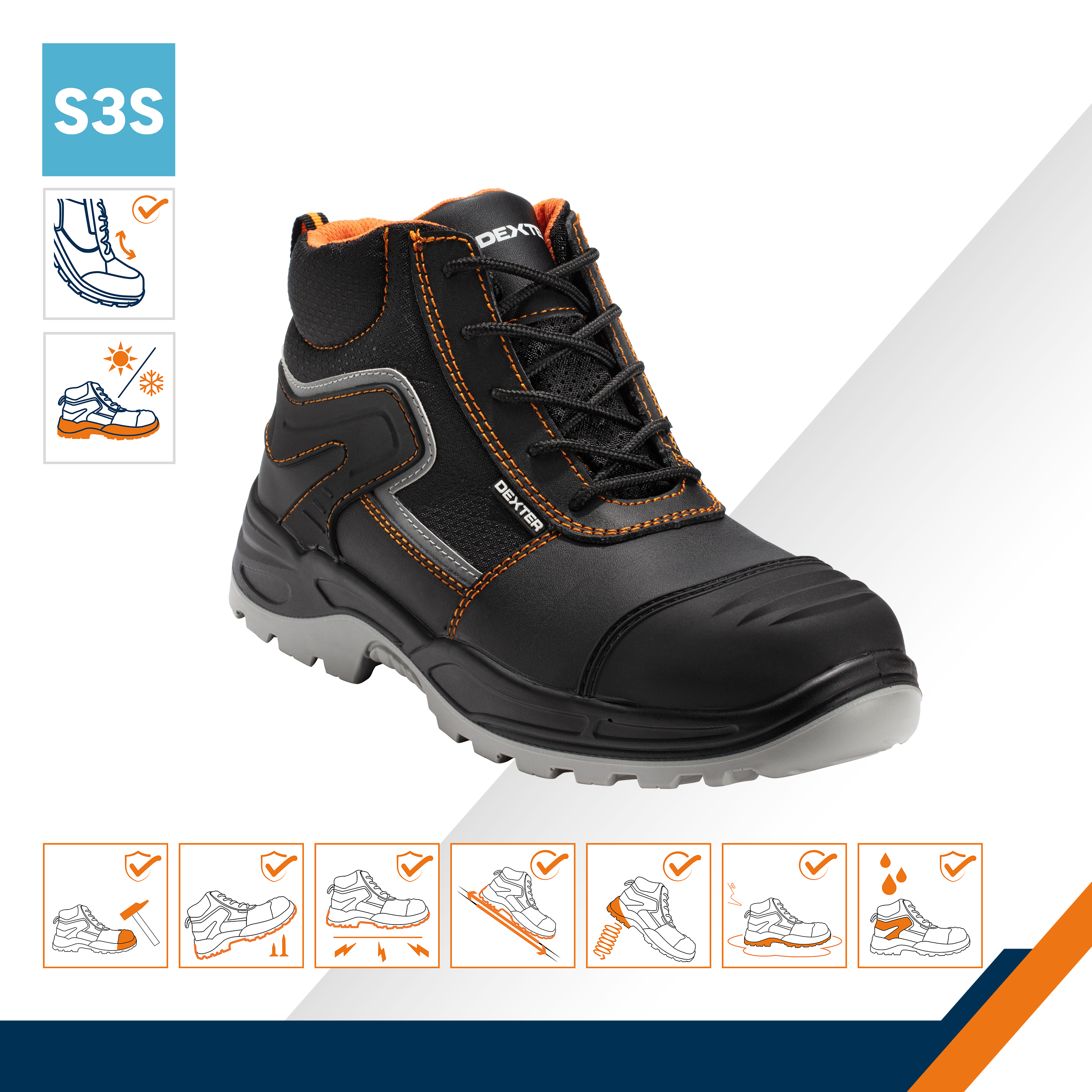 Bota de segurança preto S3 tamanho 47 Dexter - 8