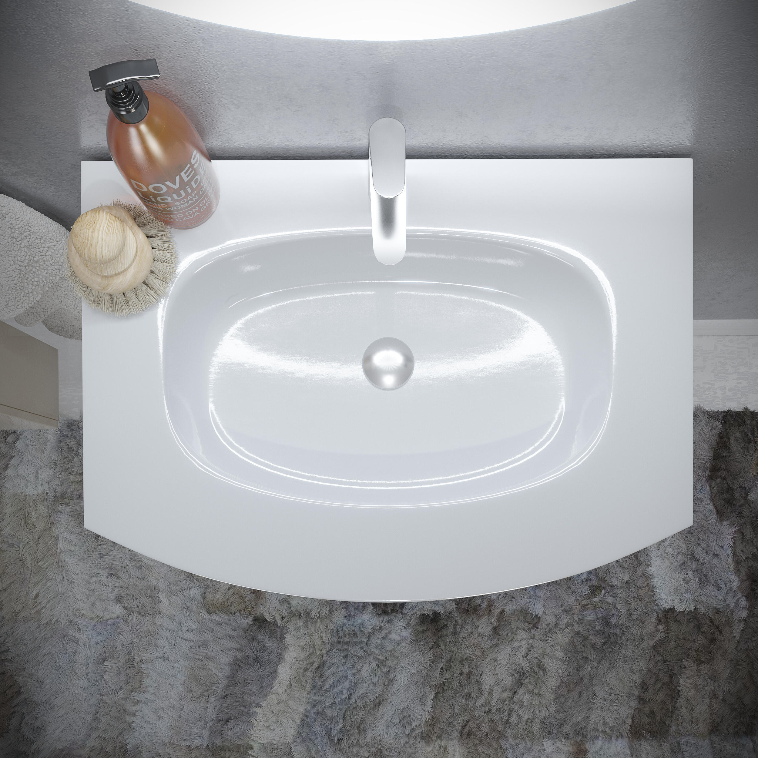 Lavabo a incasso rettangolare Armonia L 70 x H 14 x P 46 cm in resina bianco lucido - 3