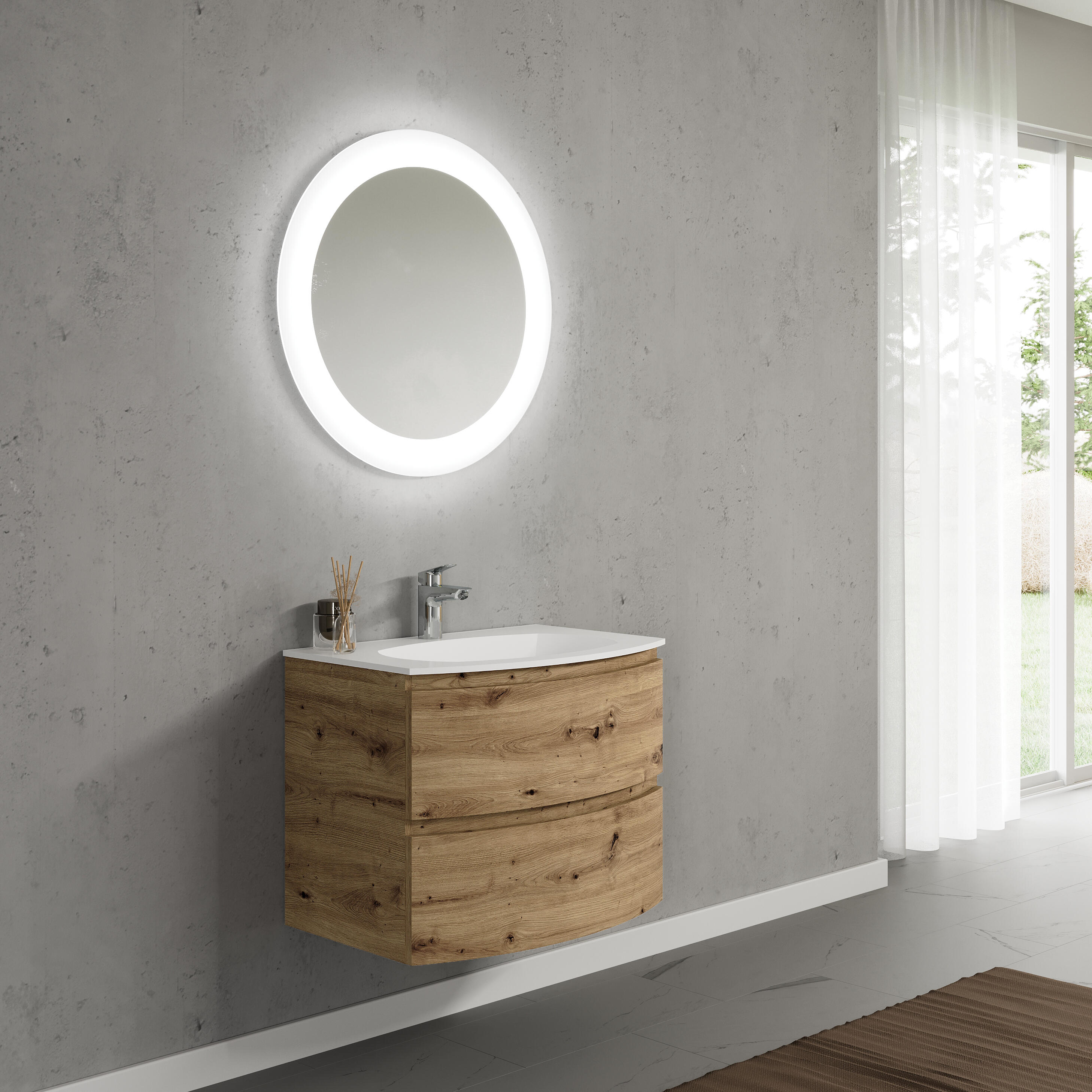 Lavabo a incasso rettangolare Armonia L 70 x H 14 x P 46 cm in resina bianco lucido - 2