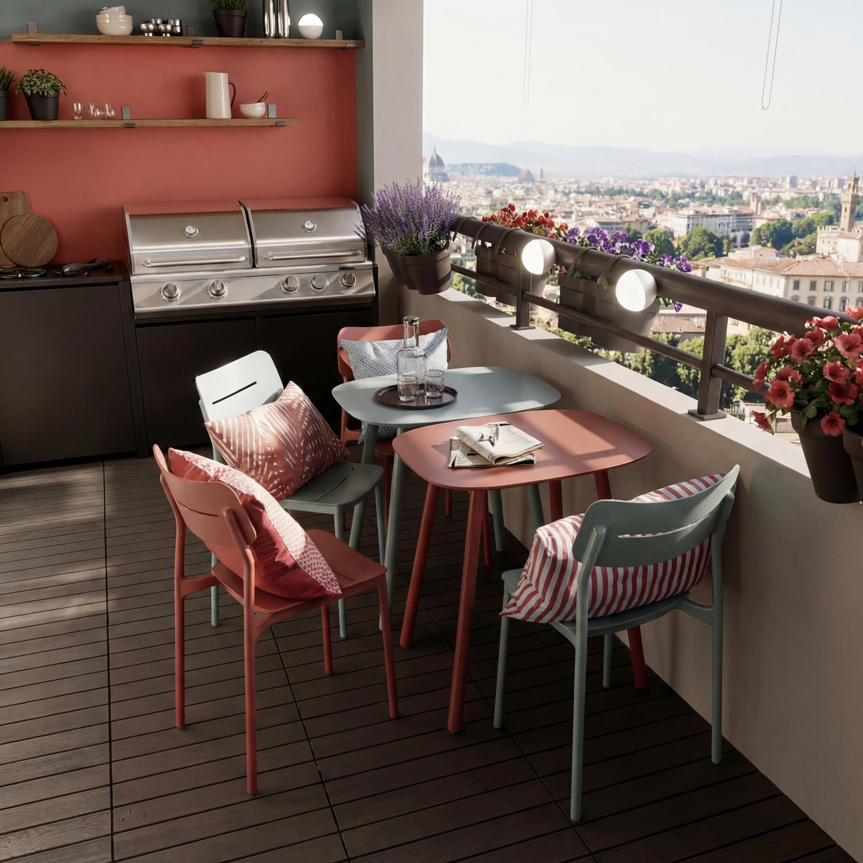 Tavolo da pranzo per giardino ANAFI NATERIAL struttura e superficie in alluminio blu per 2 persone 70x70cm - 4