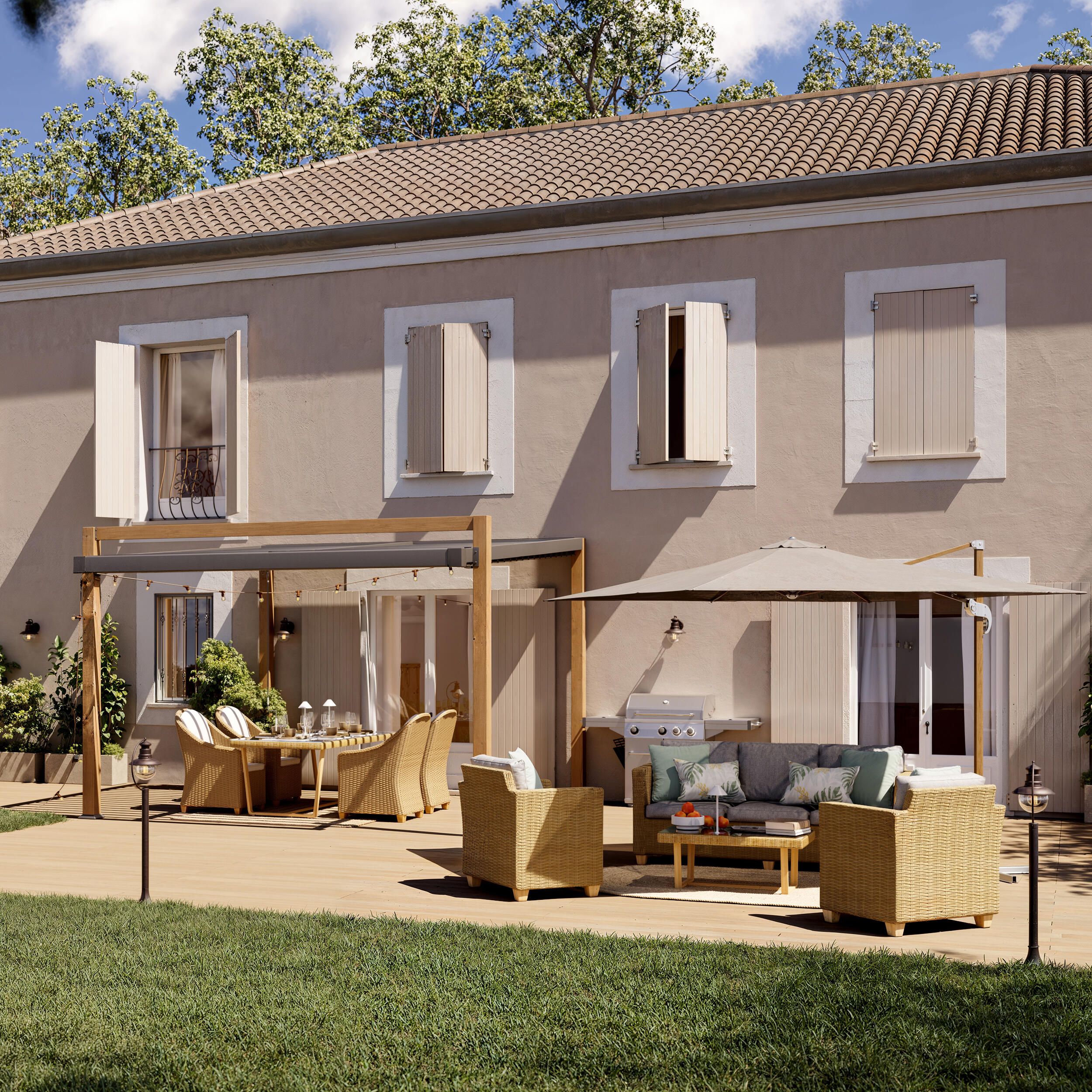 Cuscino da esterno decorativo in cotone e poliestere 30 x 45 x Sp 1 cm - 2