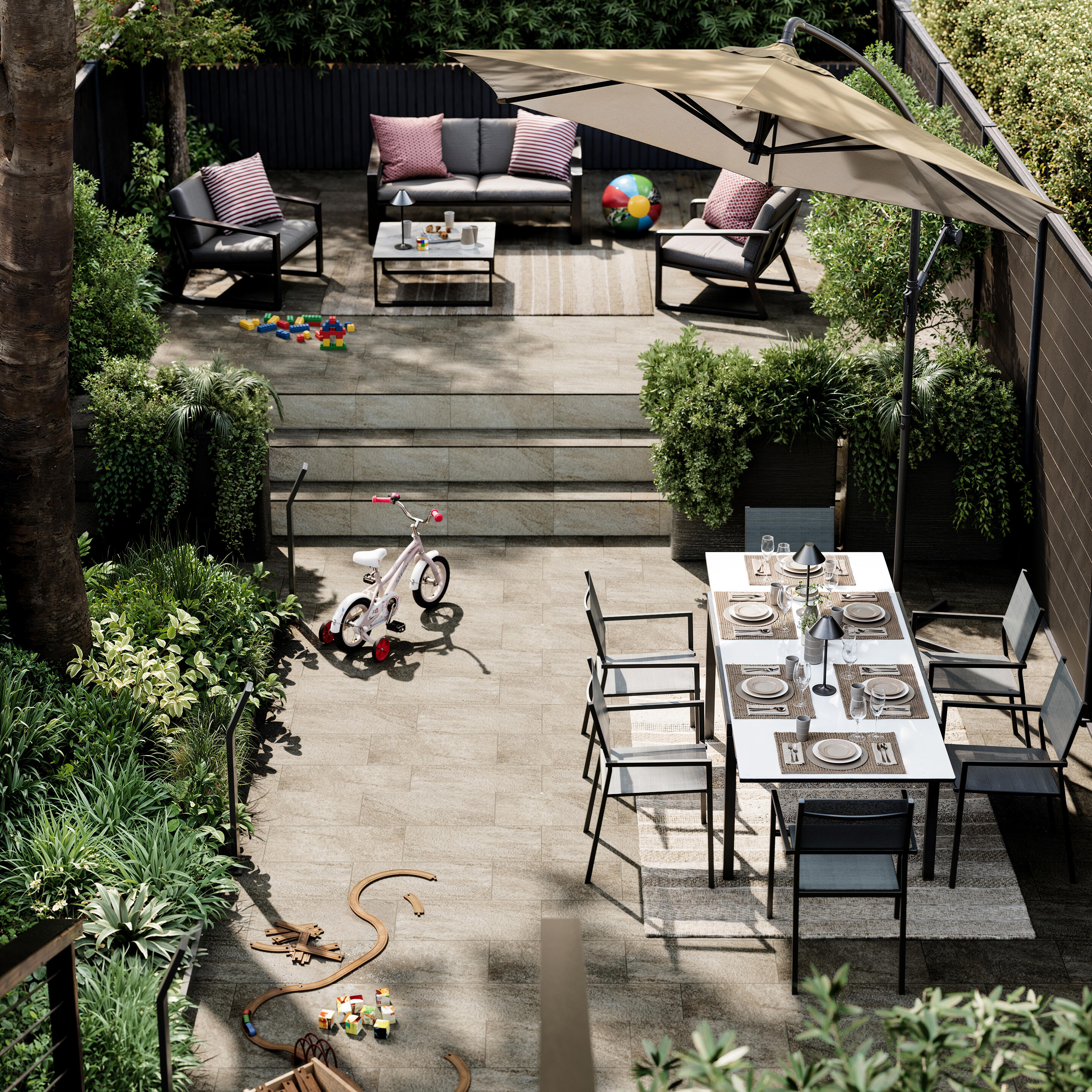 Alfombra polipropileno Semba exterior/interior 160x230cm tejido plano INSPIRE rayas beige natural lavable en lavadora - 2