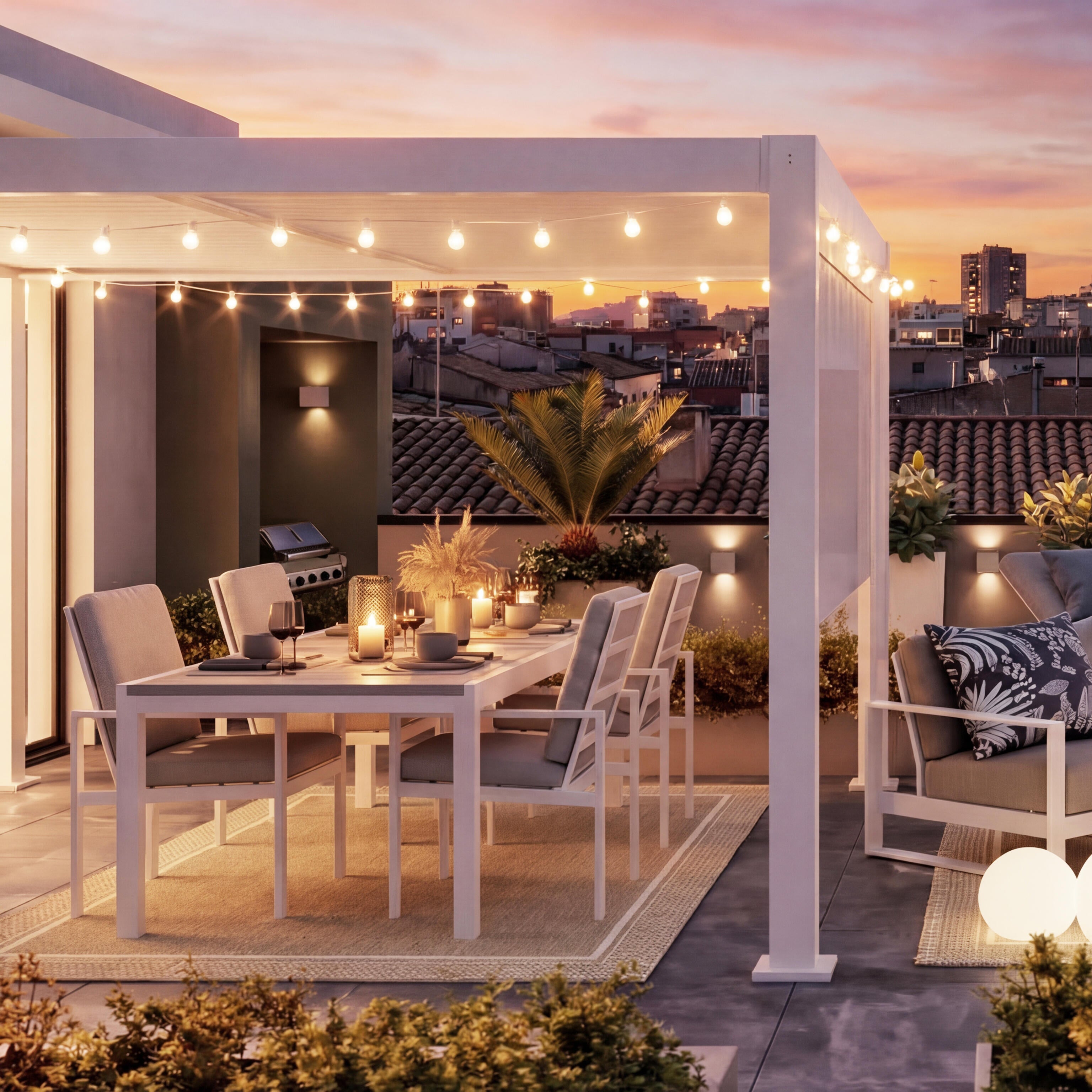 Tavolo allungabile da esterno rettangolare in alluminio bianco 8 posti L da 224 a 336x100cm, Athena NATERIAL - 3