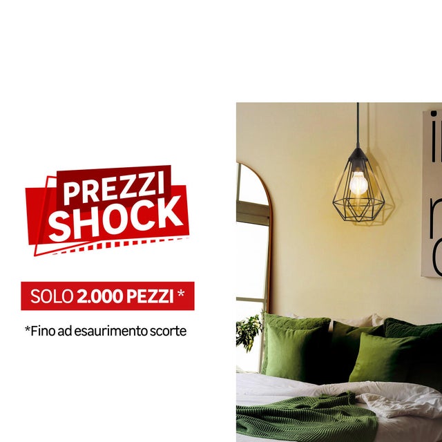 Lampadario Graha nero paralume nero E27 ø17.5cm INSPIRE