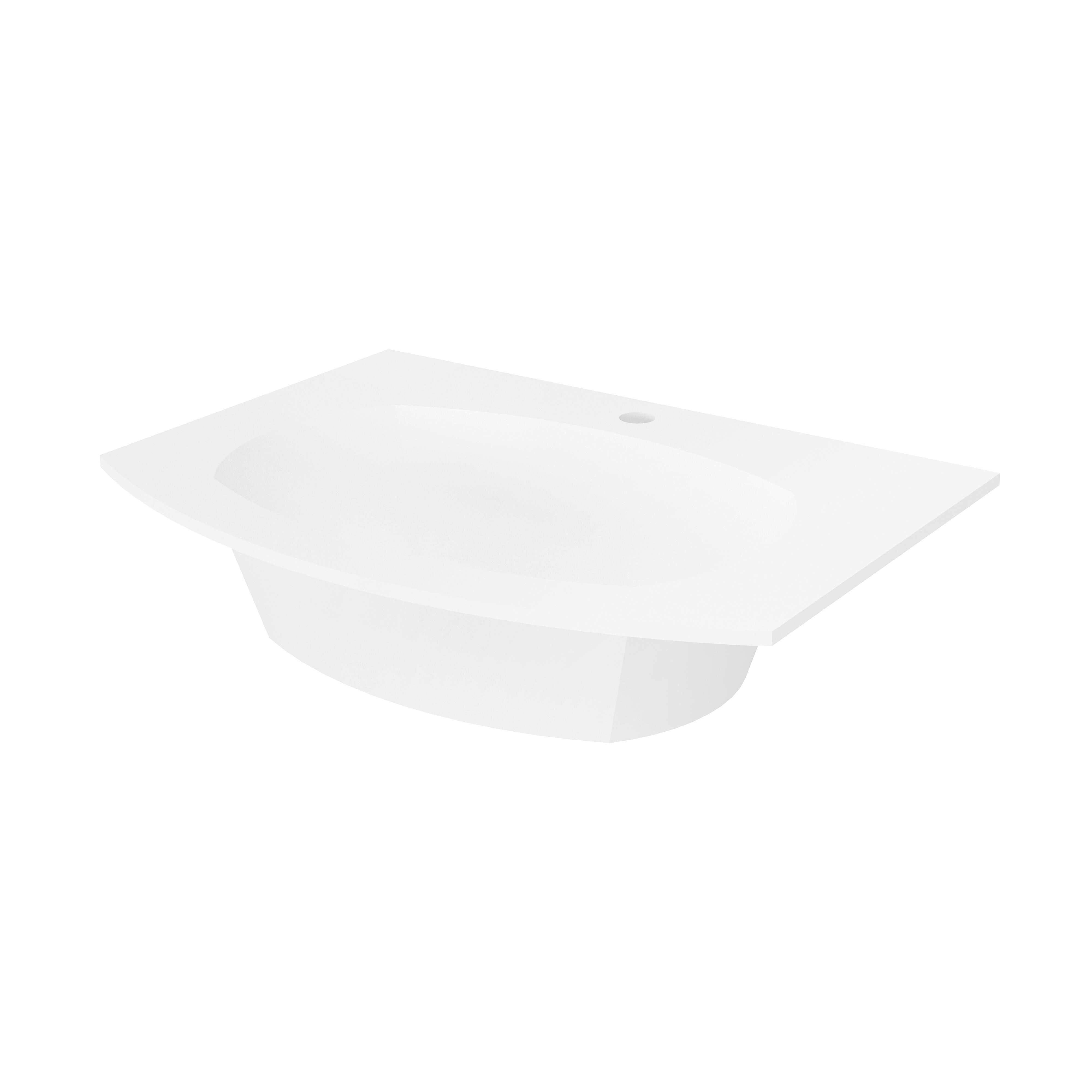 Lavabo a incasso rettangolare Armonia L 70 x H 14 x P 46 cm in resina bianco lucido - 6