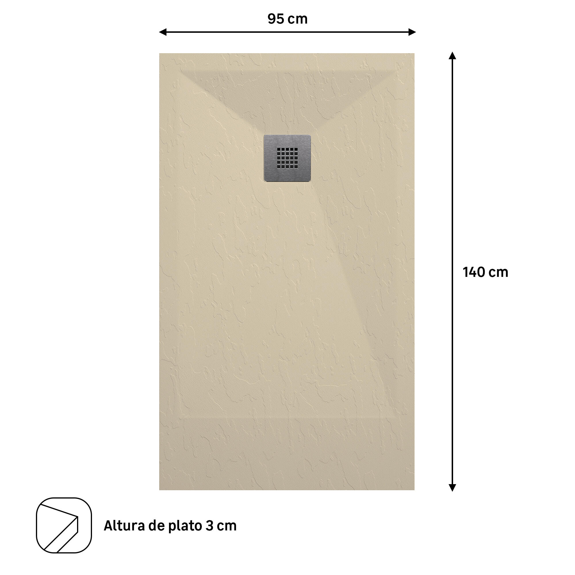 Plato de ducha Play 140x95 cm crema - 3