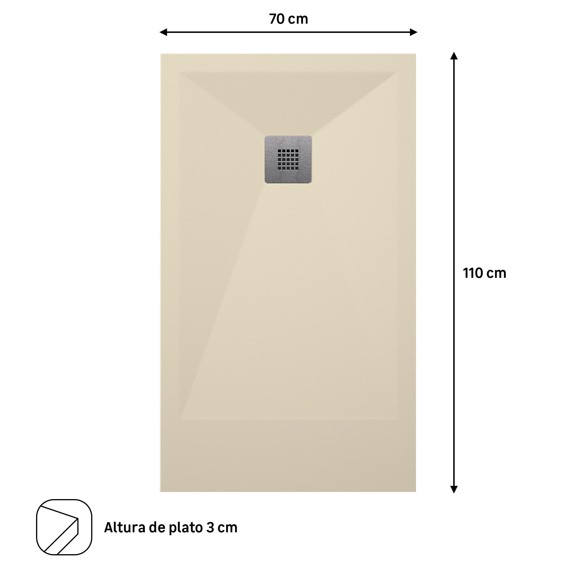 Plato de ducha Play 110x70 cm crema - 3