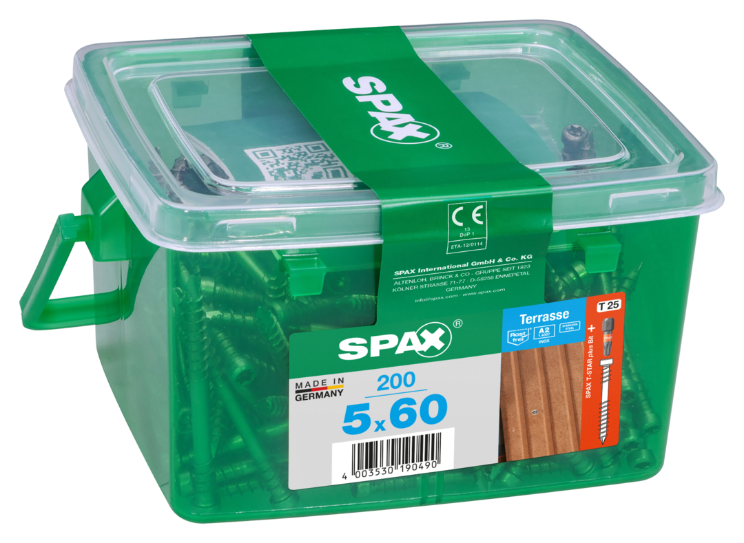 Vis terrasse bois dur inox A2 Diam. 5,0 x 60 mm Boîte de 200 - SPAX - 6