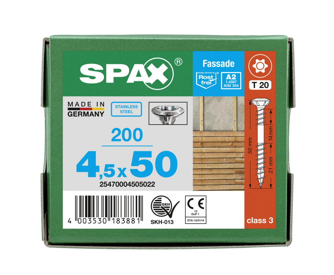 Vis bardage inox A2 Diam. 4,5 x 50 mm Boîte de 200 - SPAX - 3
