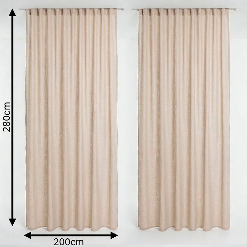 Pack 2 Cortinados de fita e/ou presilha Nora 200x280cm bege - 3