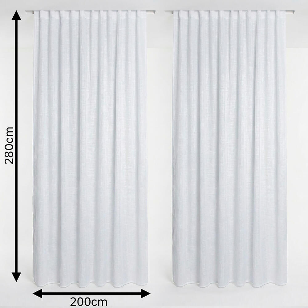 Pack 2 Cortinados de fita e/ou presilha Nora 200x280cm branco - 3