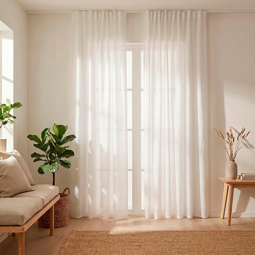 Pack 2 Cortinados de fita e/ou presilha Nora 200x280cm branco - 4