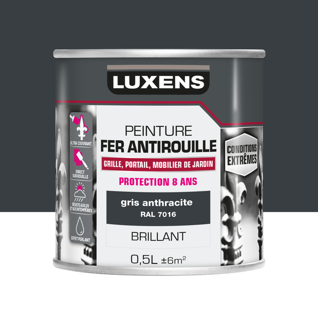 Peinture extérieure fer Conditions extrêmes LUXENS gris anthracite brillant 0.5 