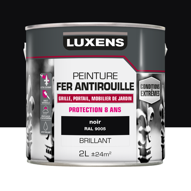 Peinture extérieure fonte, acier, fer Conditions extrêmes LUXENS noir brillant  