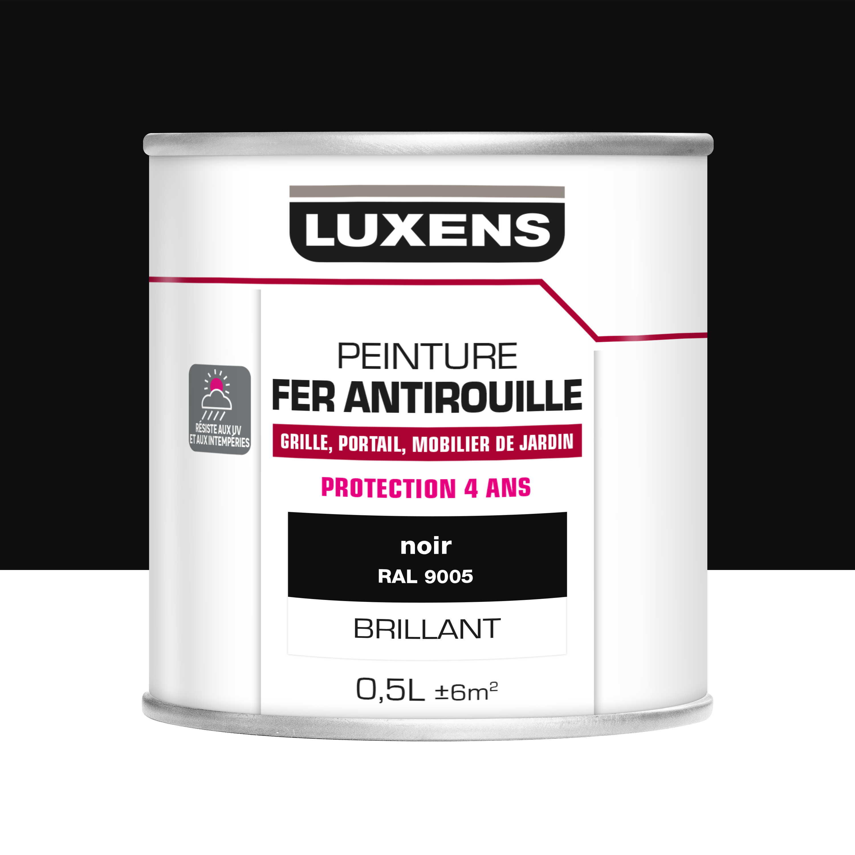 Peinture extérieure fer LUXENS noir brillant 0.5l - 3