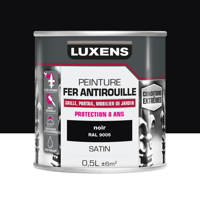 Peinture extérieure fer Conditions extrêmes LUXENS noir satiné 0.5l